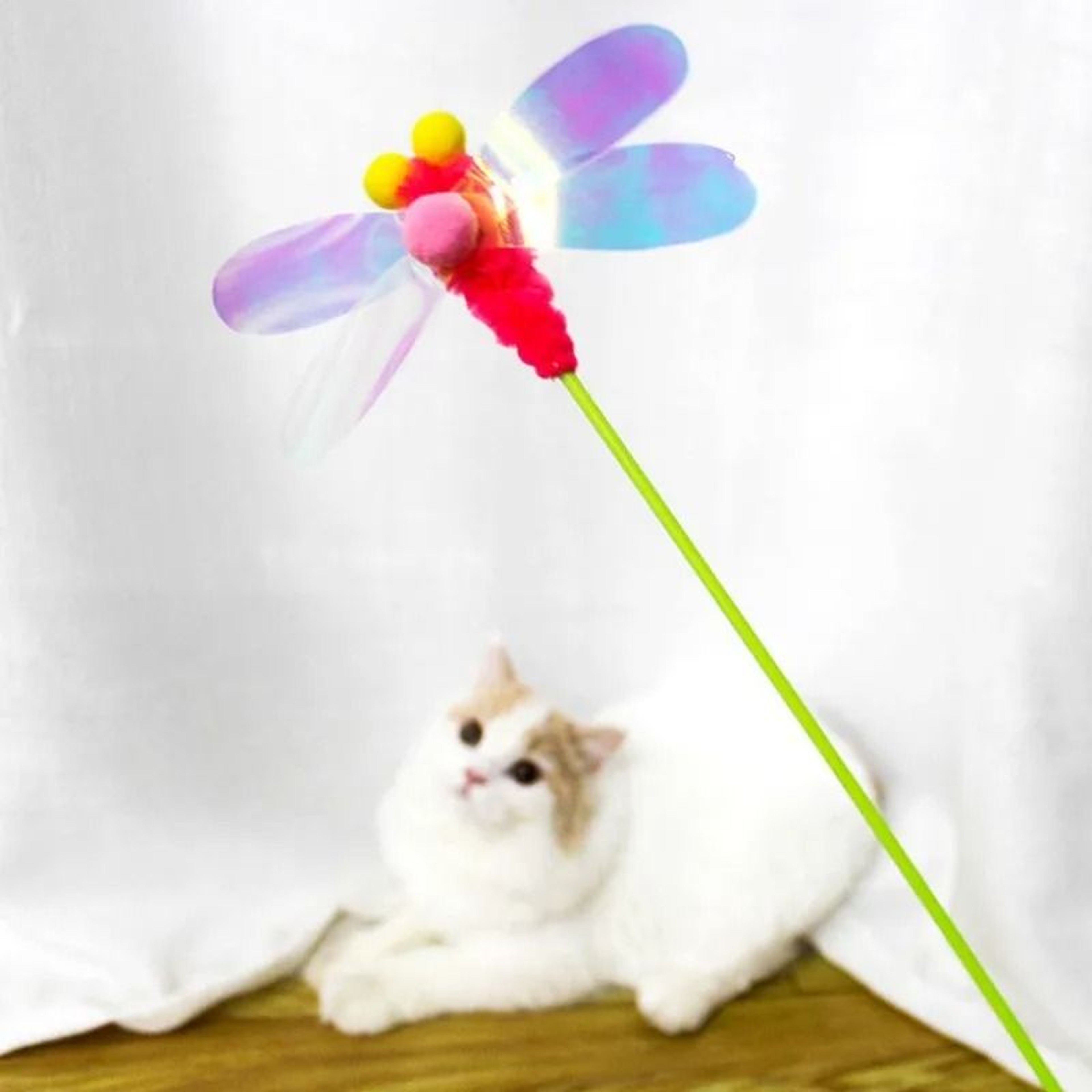 FlutterPounce Interactive Feather Wand Cat Toy With Butterfly  Wool Ball Teasers 1