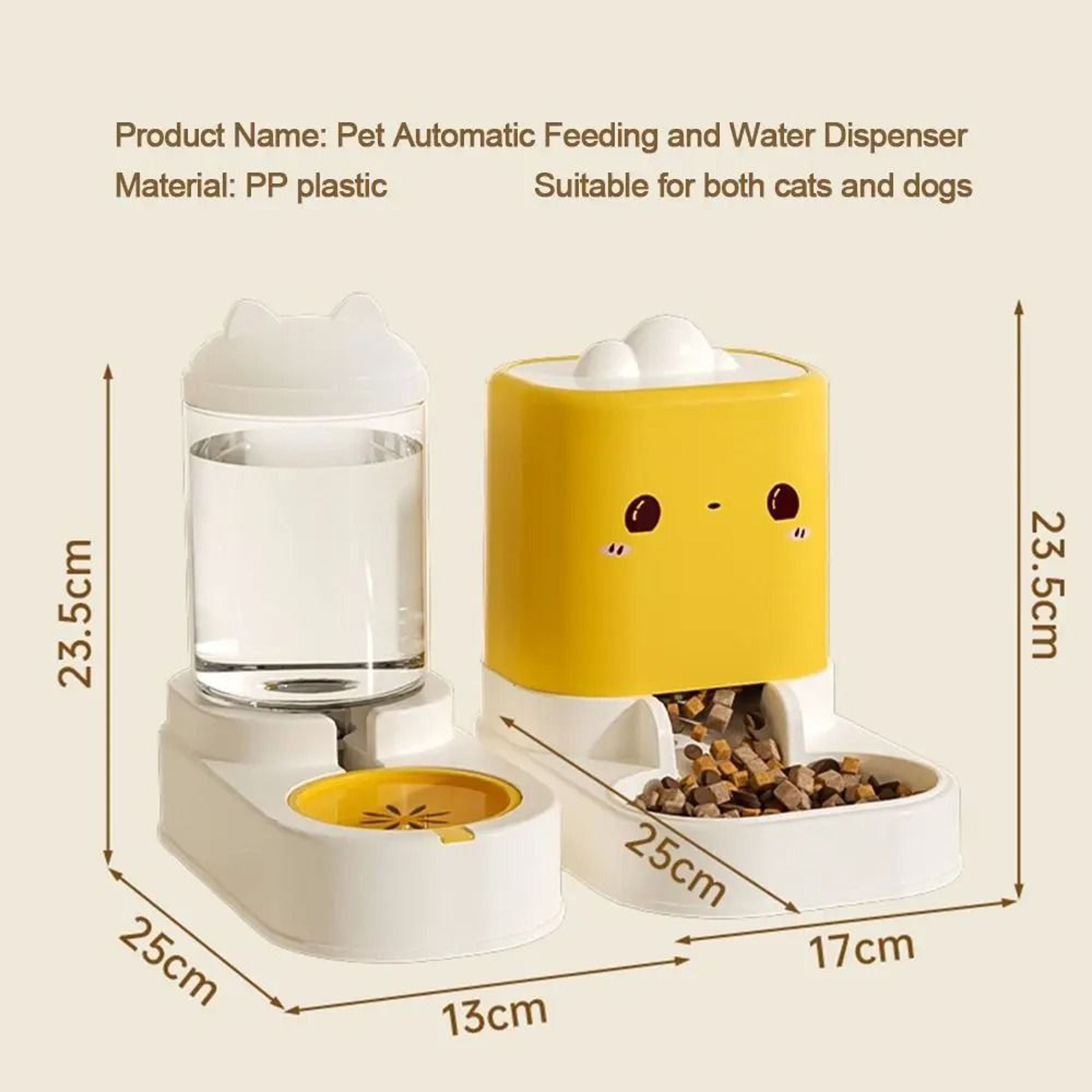 Cute CatShaped Automatic Pet Feeder  Water Dispenser Set 4