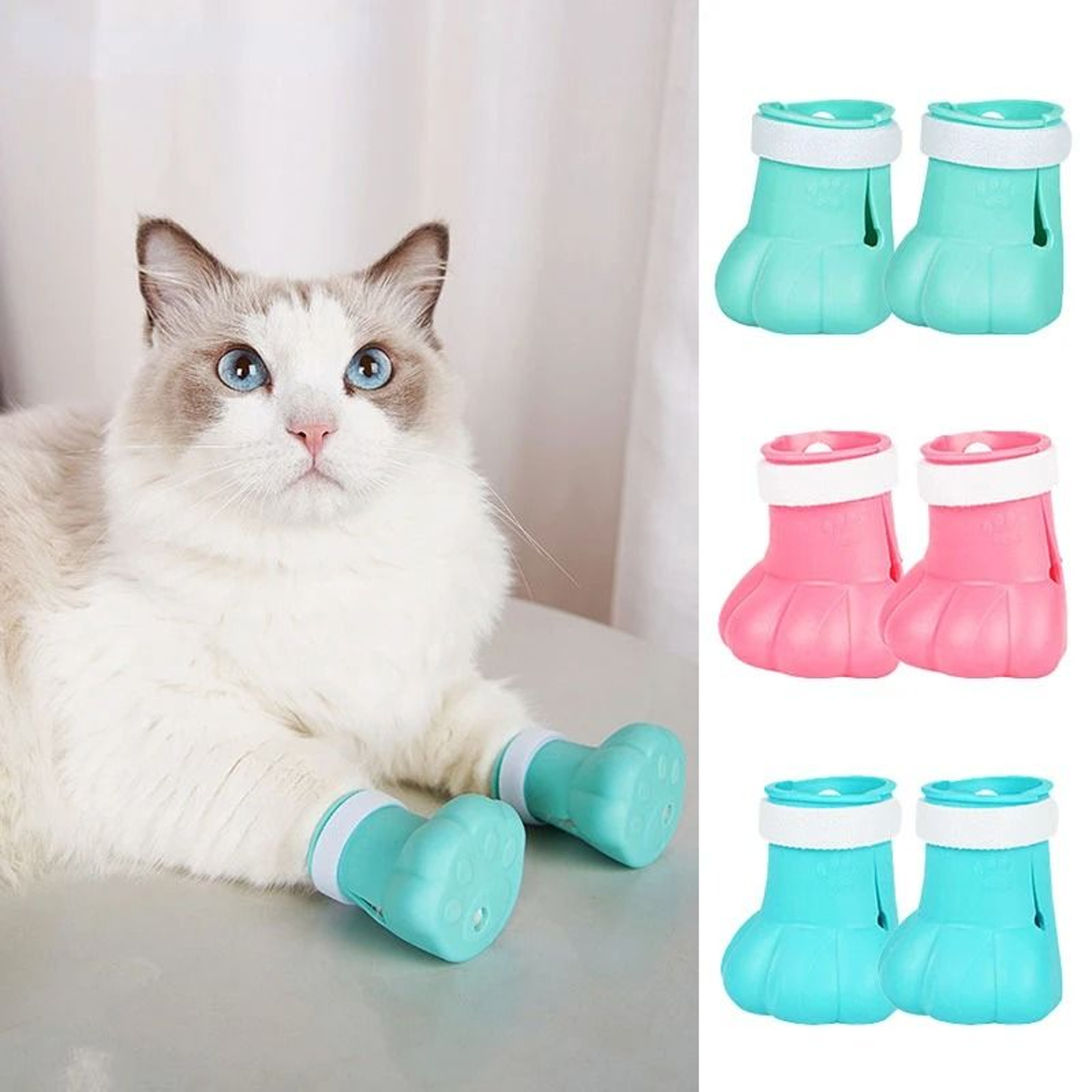 Adjustable Silicone Cat Paw Protector Boots For Bathing  Grooming 1