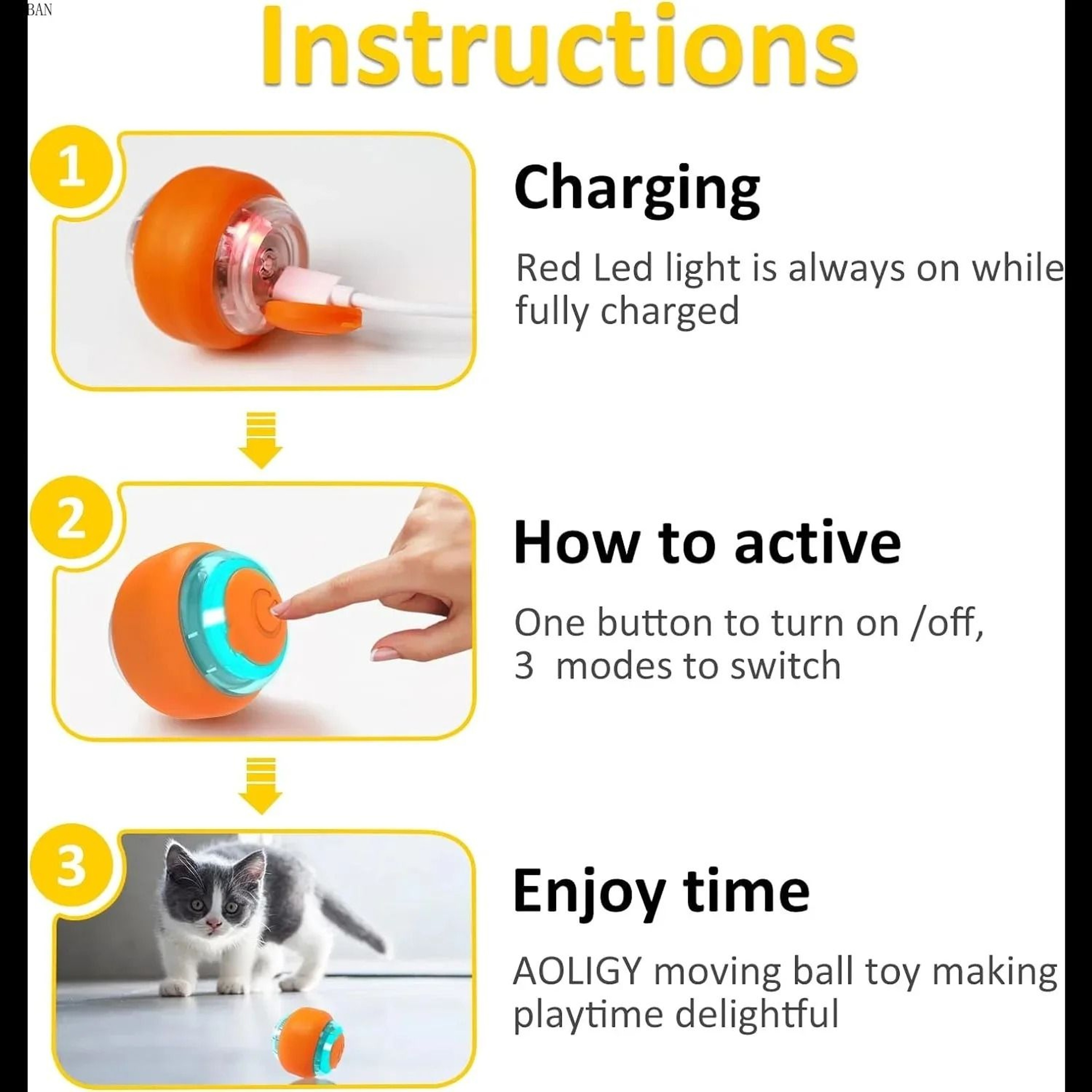 Rechargeable Smart Rolling Ball Interactive Toy For Cats  Small Dogs 5