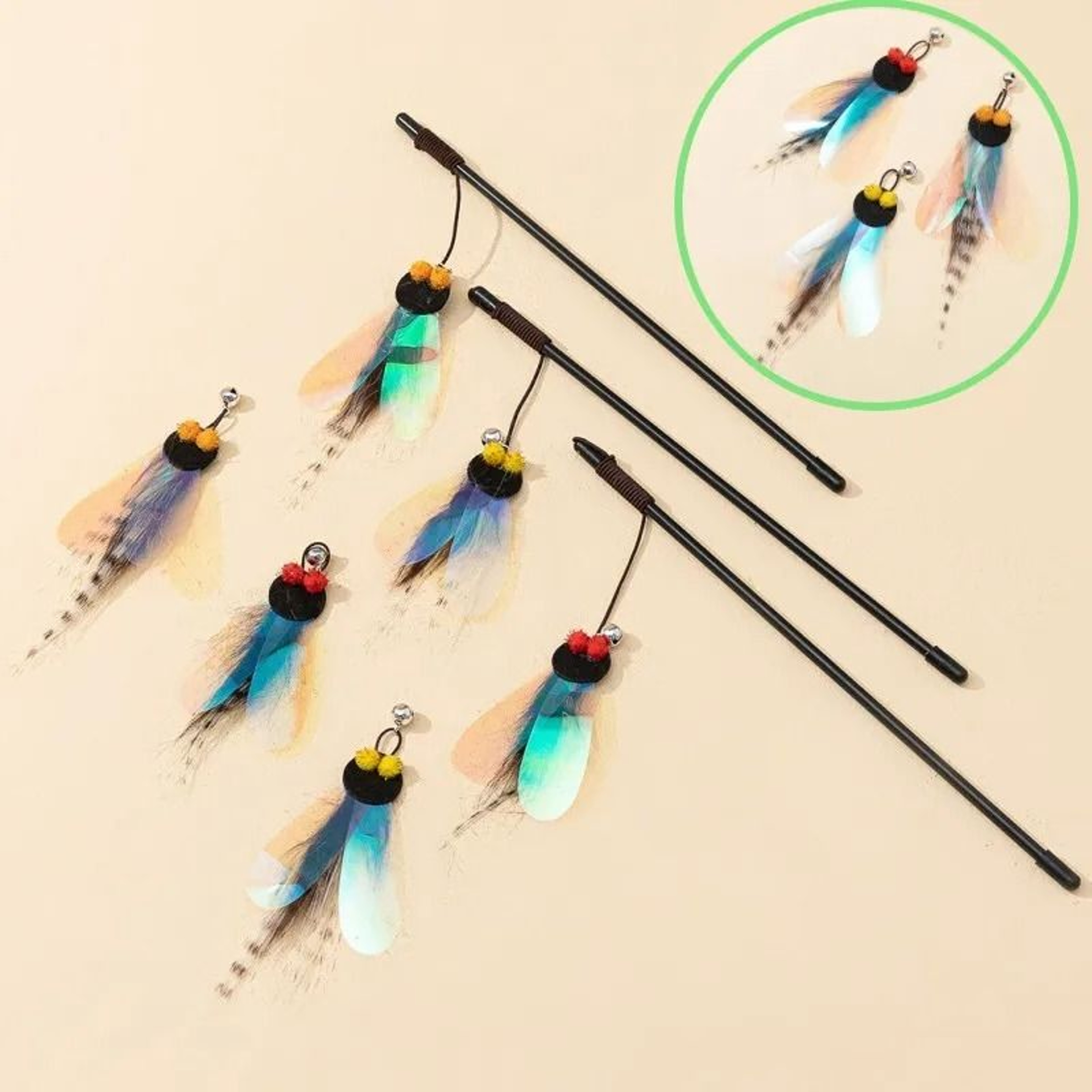 Interactive Butterfly Feather Cat Wand Toy With Bell For Exercise  Bonding Play 0