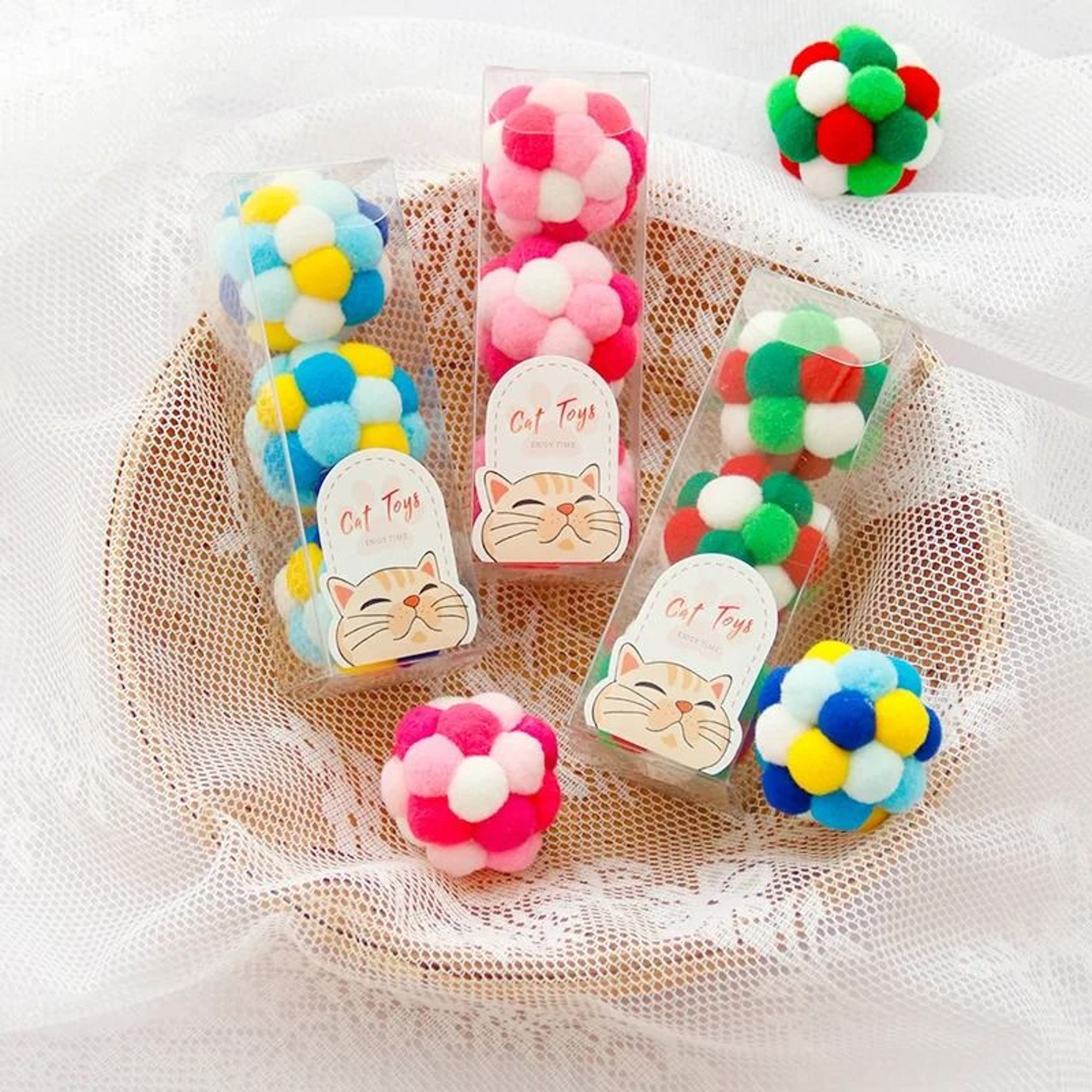 Rainbow Plush Bell Ball Cat Toy With Catnip For Interactive Indoor Play 3