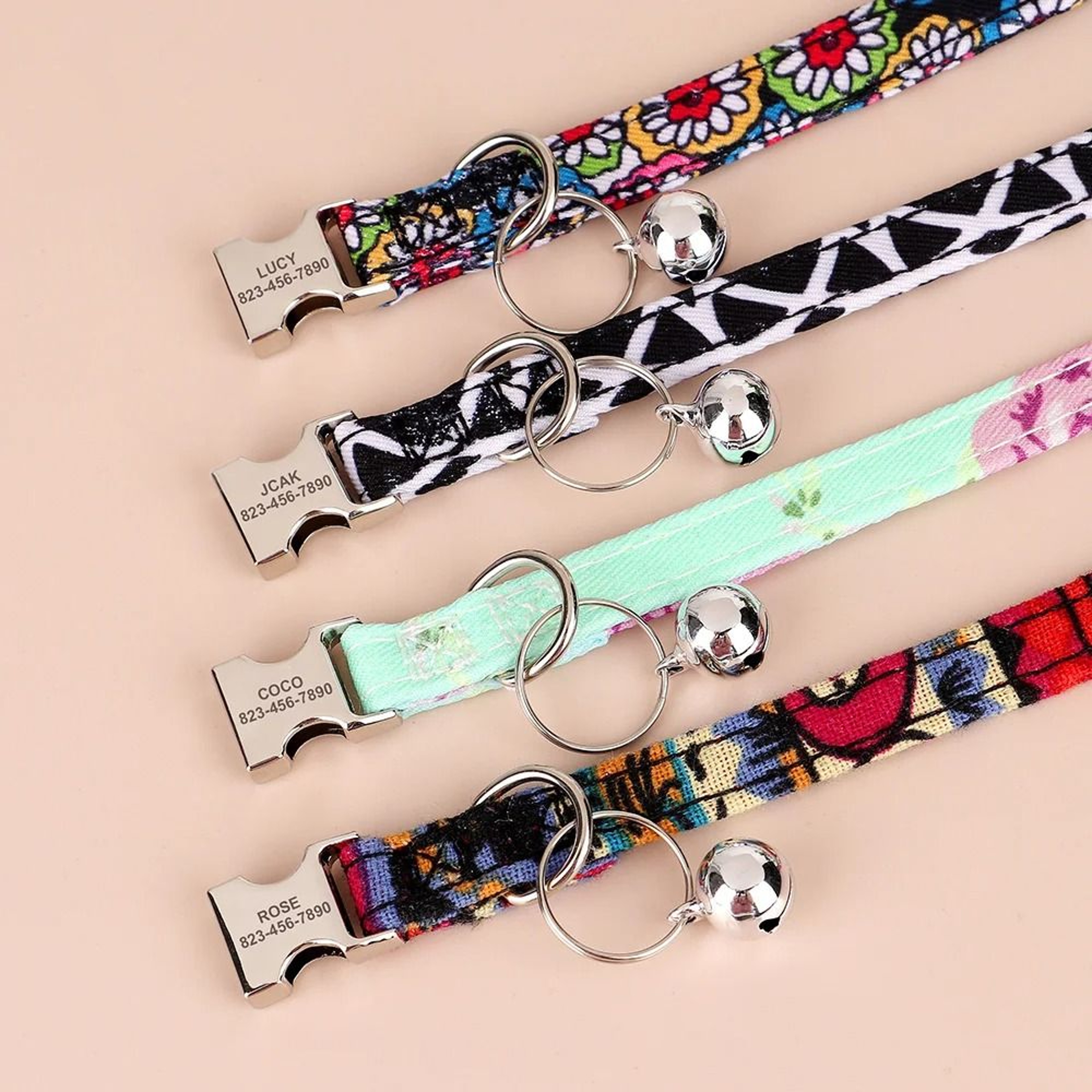 Personalized Adjustable Cat Collar With Engraved ID Nameplate  Safety Bell 3