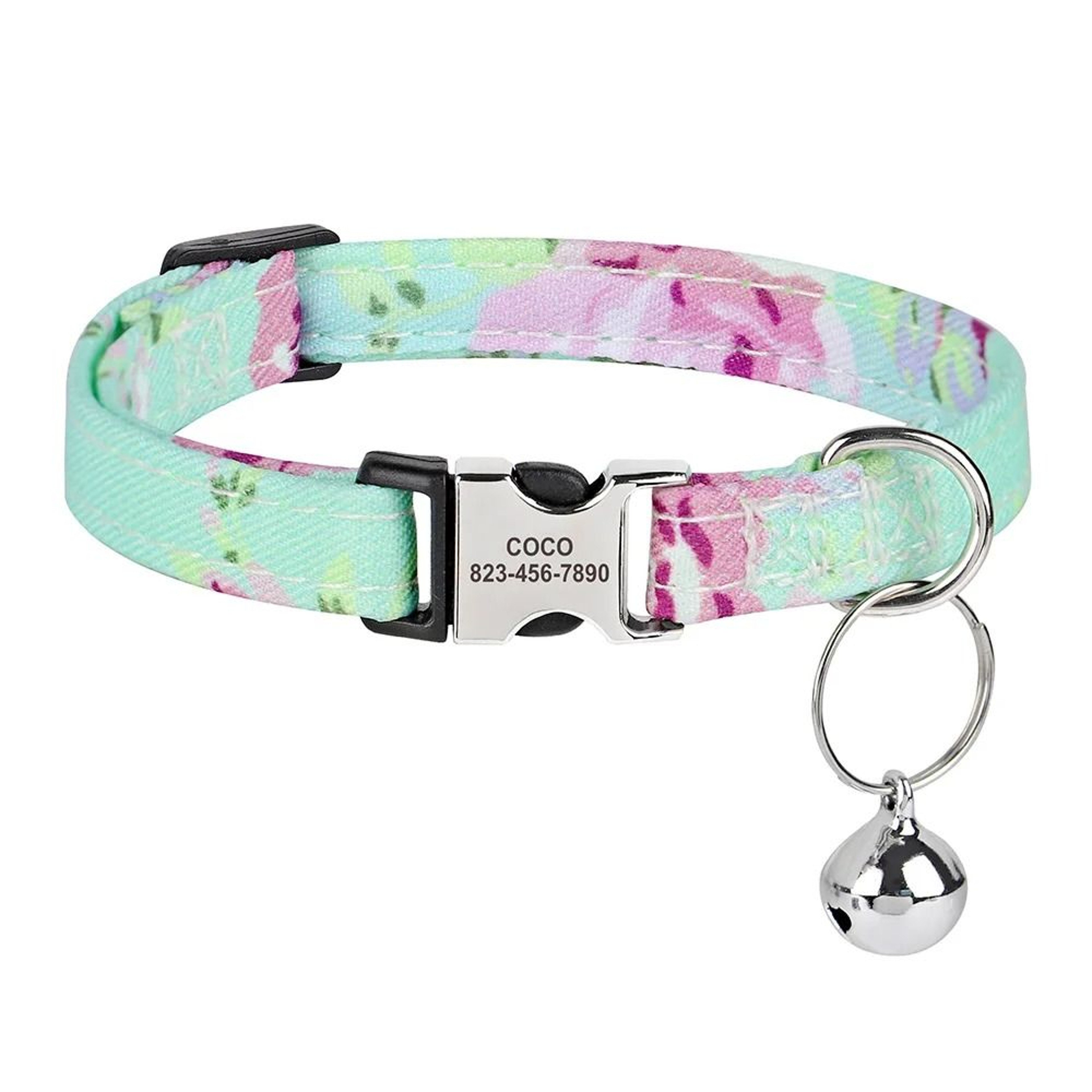 Personalized Adjustable Cat Collar With Engraved ID Nameplate  Safety Bell 9