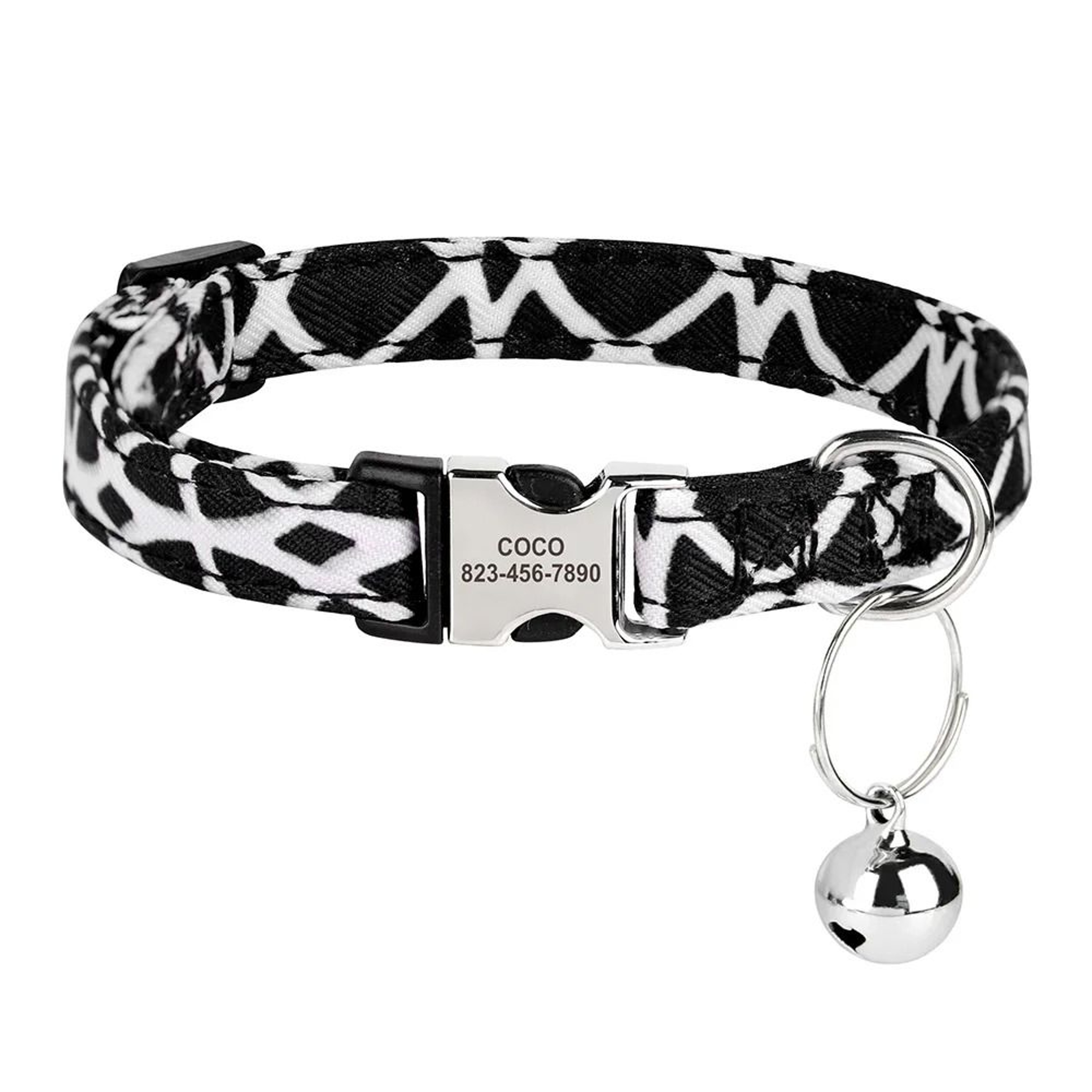 Personalized Adjustable Cat Collar With Engraved ID Nameplate  Safety Bell 11