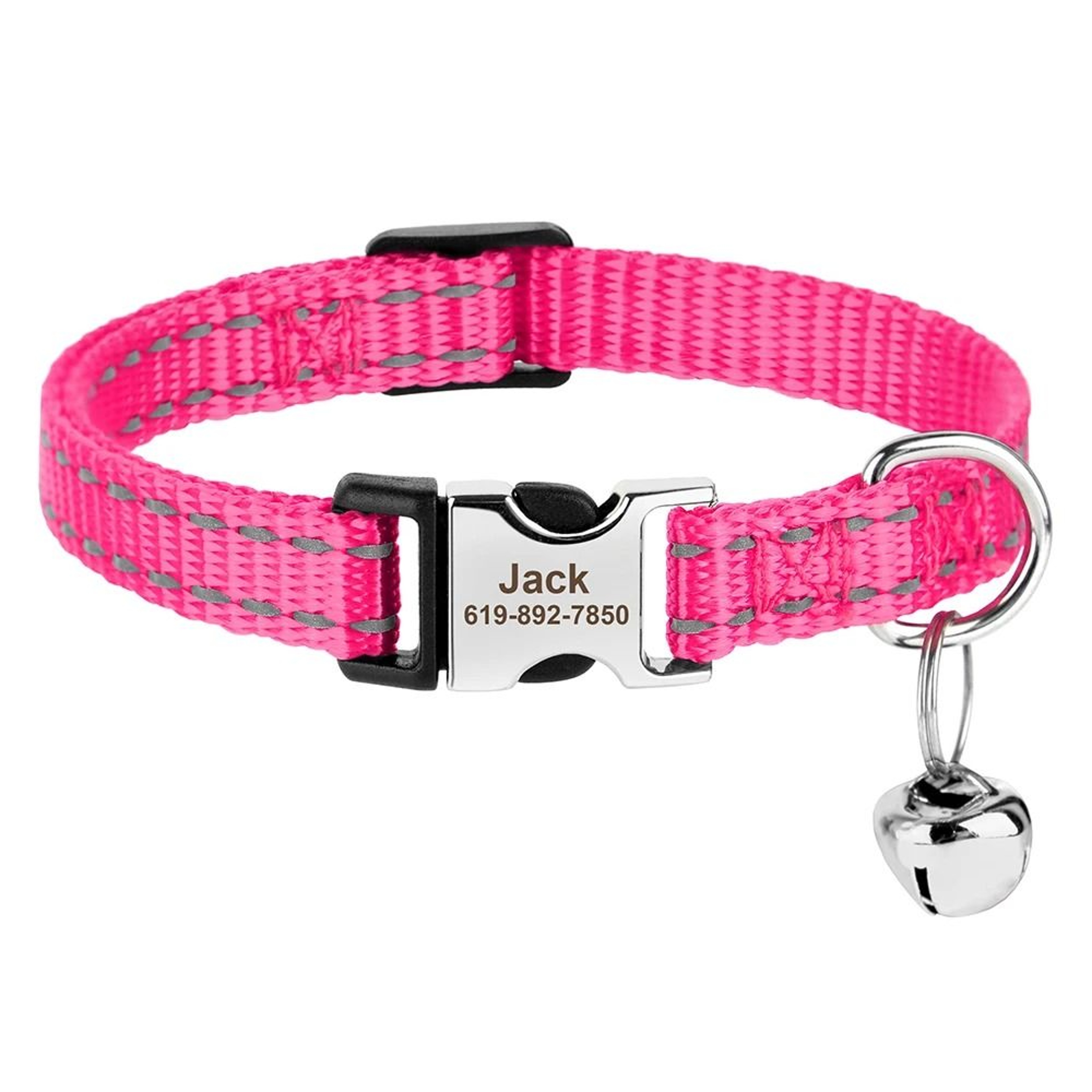 Personalized Adjustable Cat Collar With Engraved ID Nameplate  Safety Bell 19