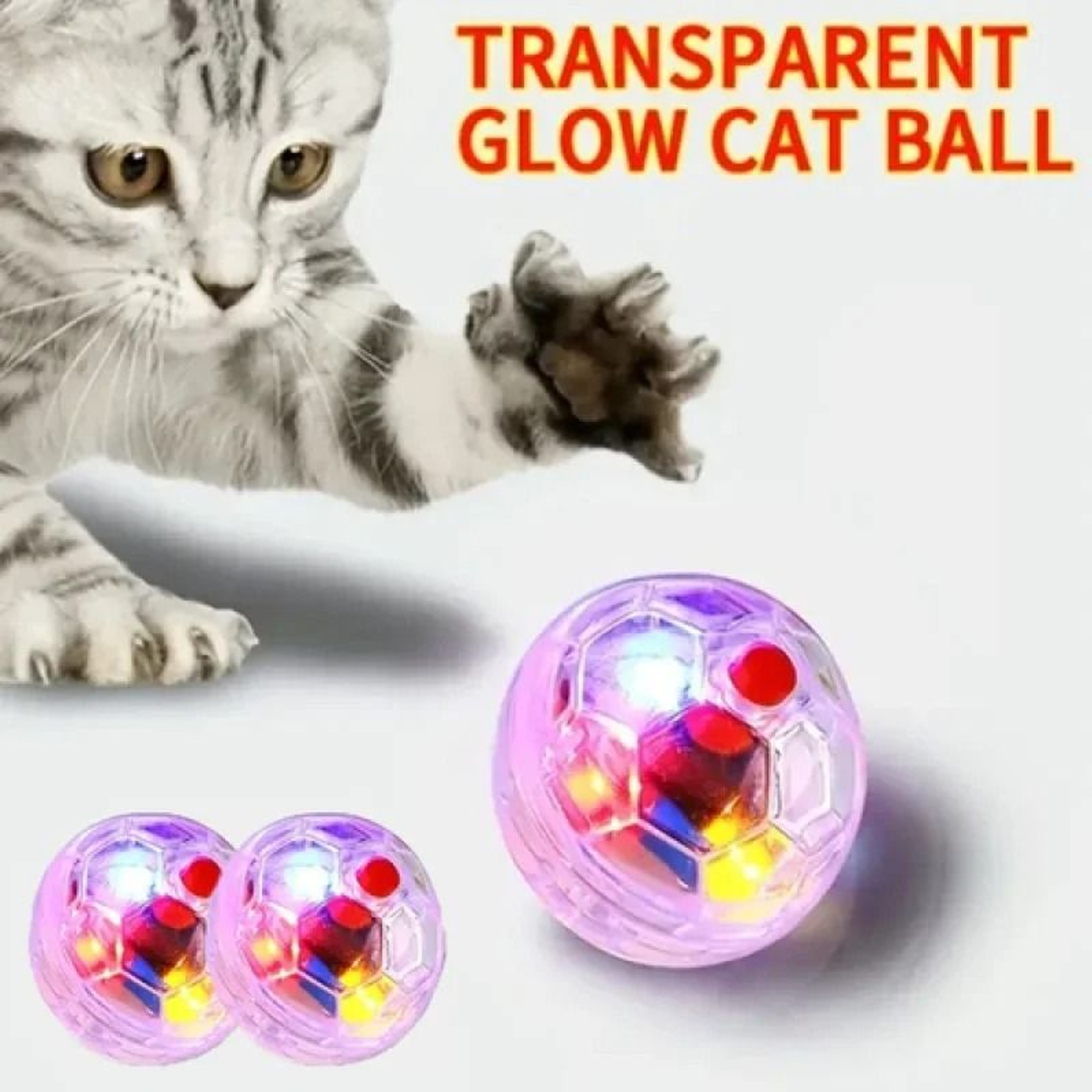 3Pack Motion Activated Flashing Cat Ball Toys For Interactive Indoor Play 0