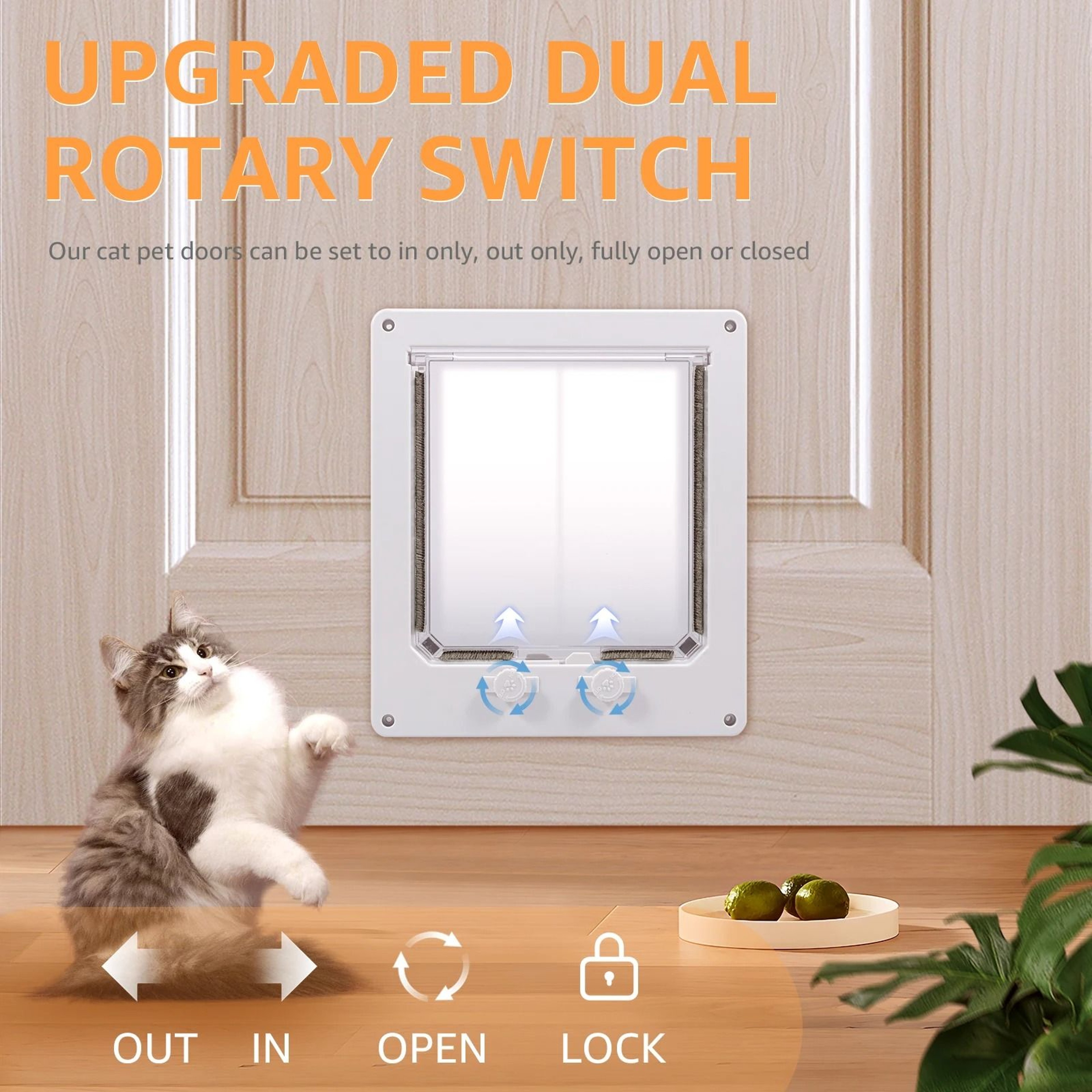 EasyPass 4Way Locking Interior Cat Door For Cats  Small Dogs 4