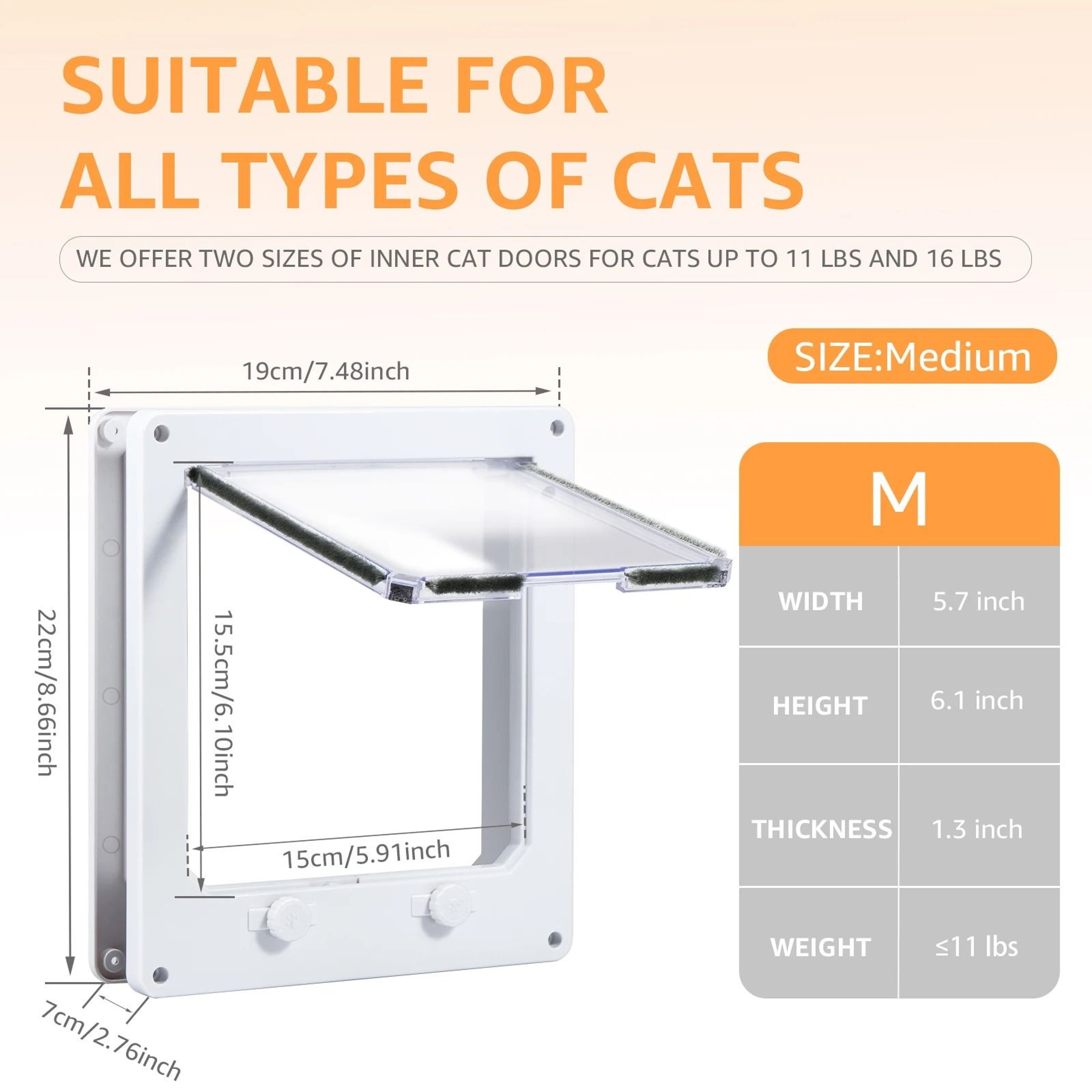 EasyPass 4Way Locking Interior Cat Door For Cats  Small Dogs 7