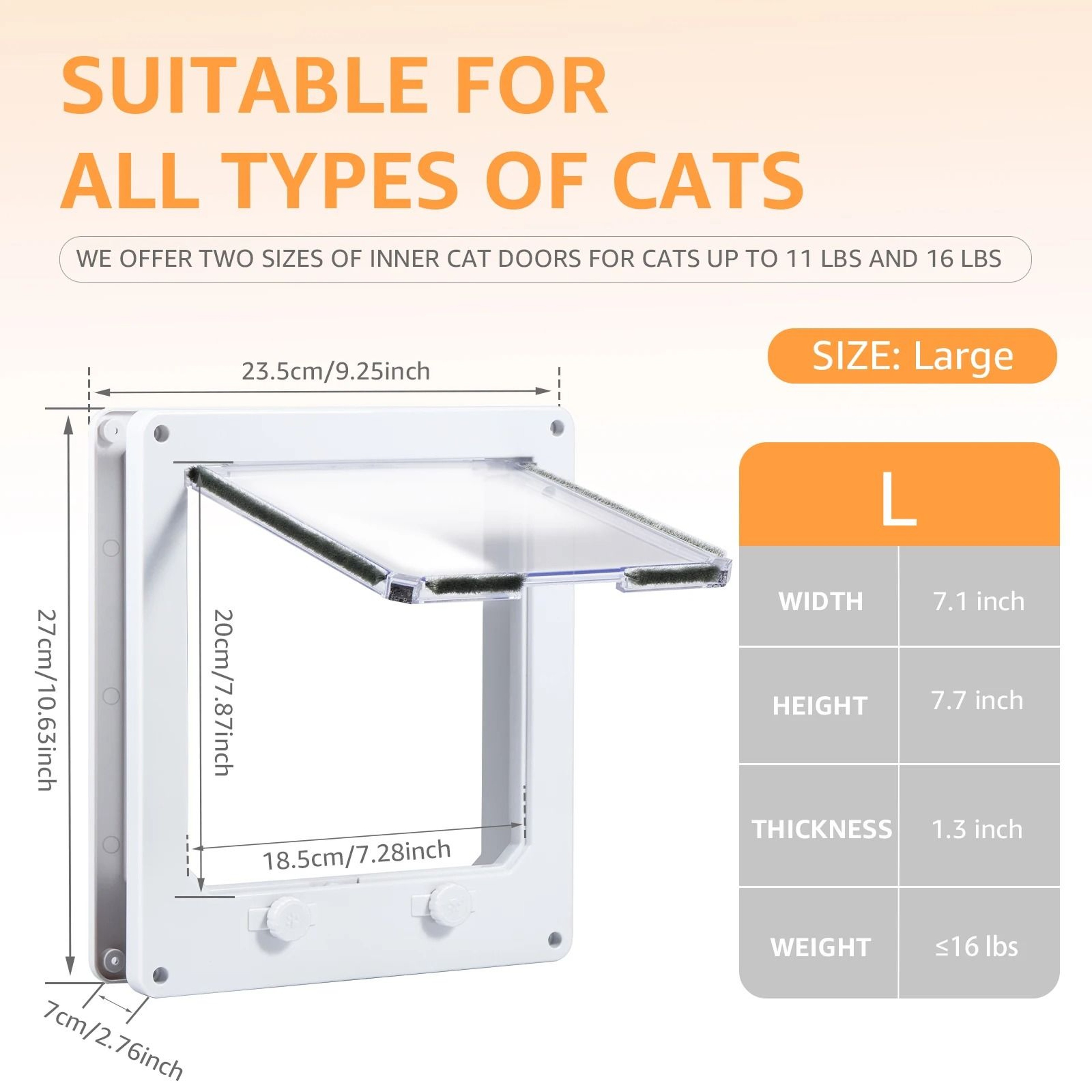 EasyPass 4Way Locking Interior Cat Door For Cats  Small Dogs 8