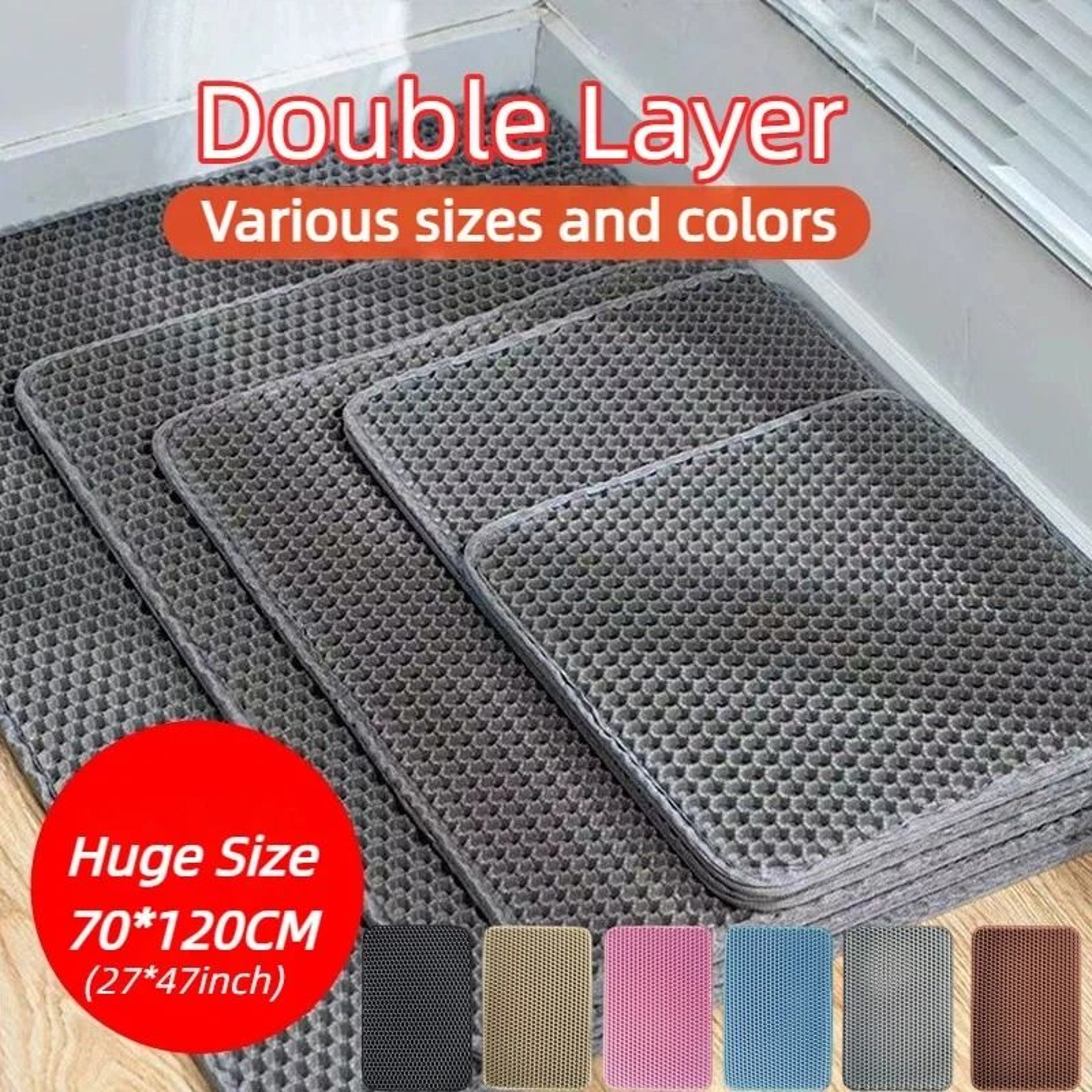 Double Layer Waterproof Cat Litter Trapping Mat With NonSlip Base 0