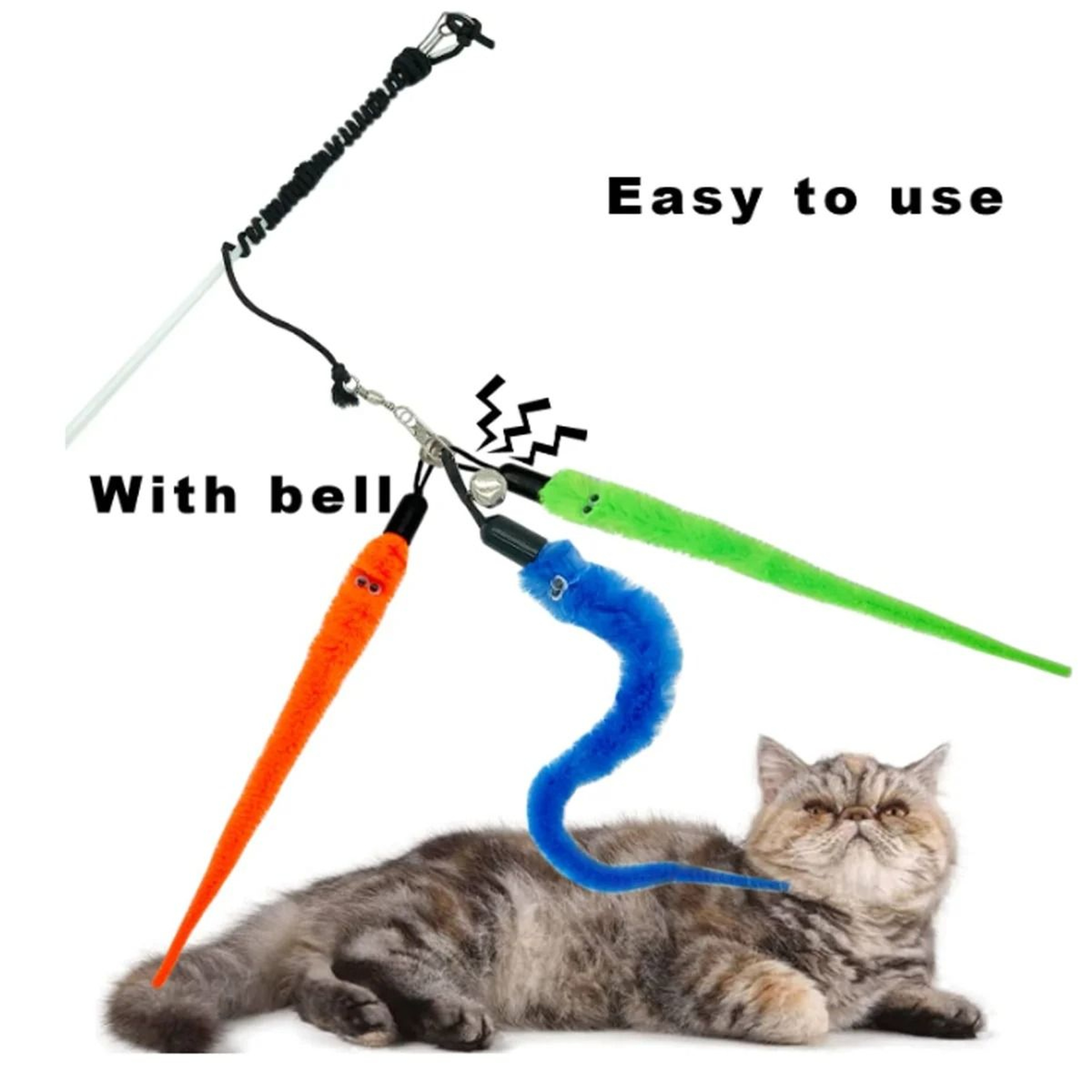 3Piece Cat Insect Teaser Toy Refill Set With Bells For Interactive Wands 5