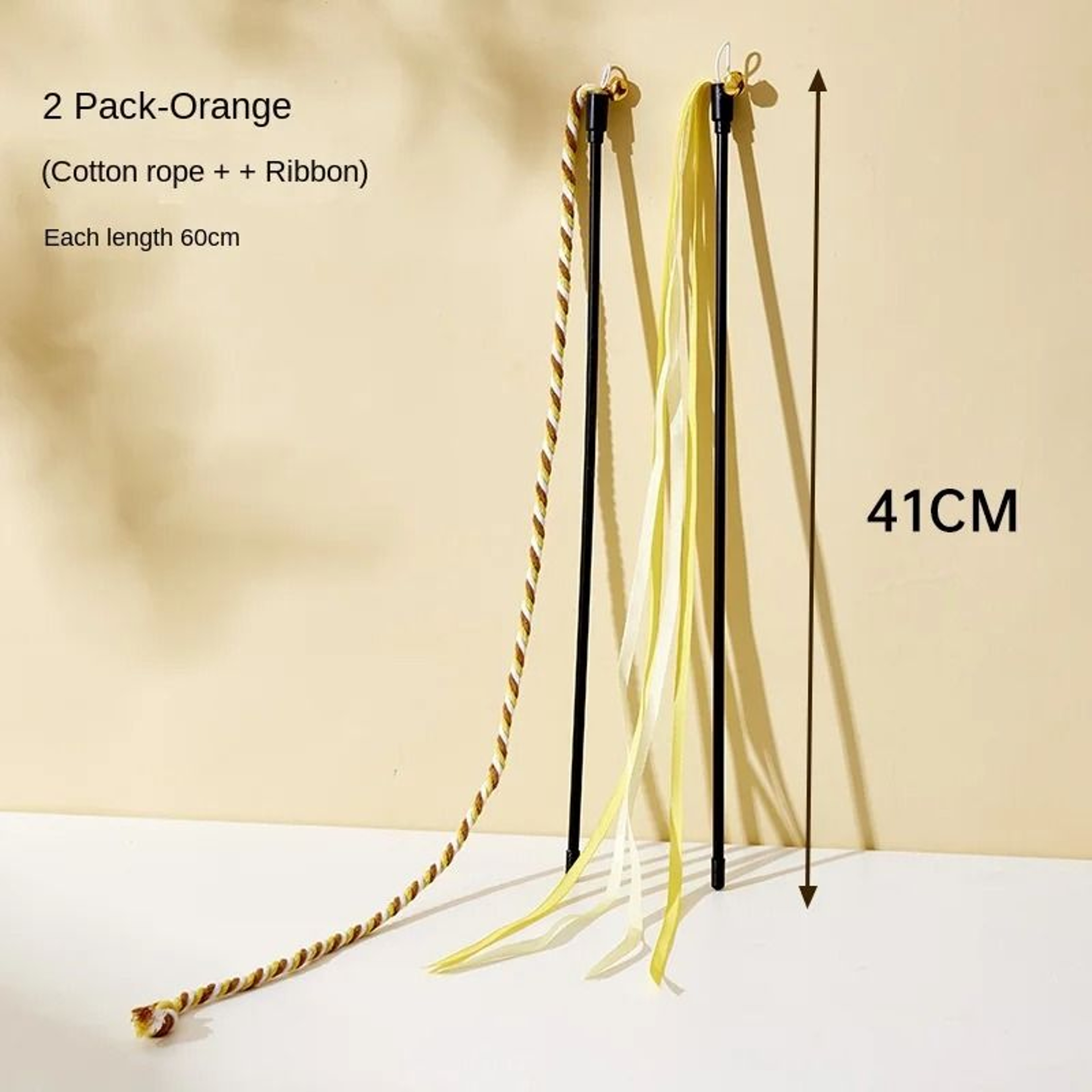 FlutterBell Interactive Feather Cat Teaser Wand With Satin Ribbons  Bell 9