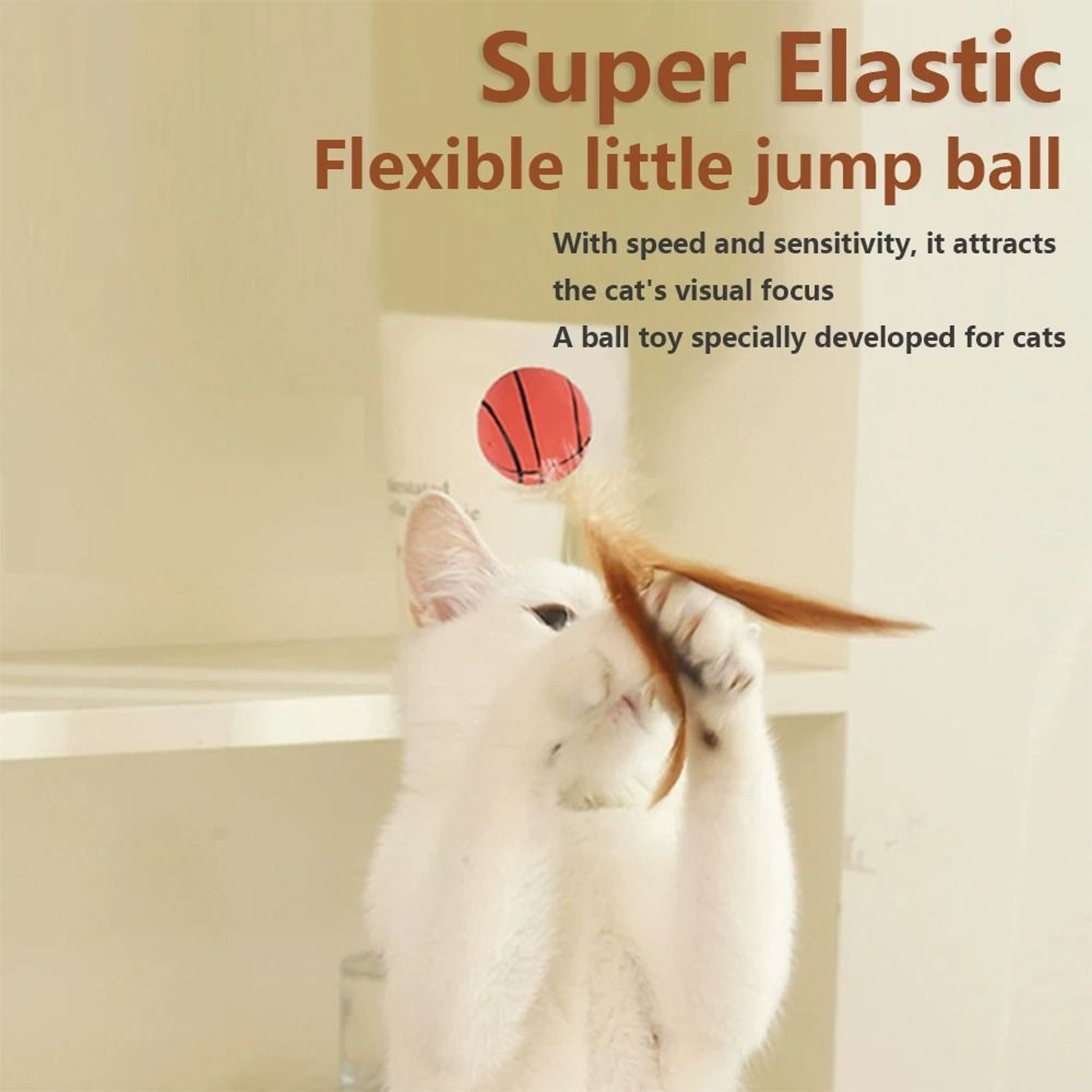 FeatherBounce Interactive Cat Ball Toy Set With Feathers For Indoor Play 2