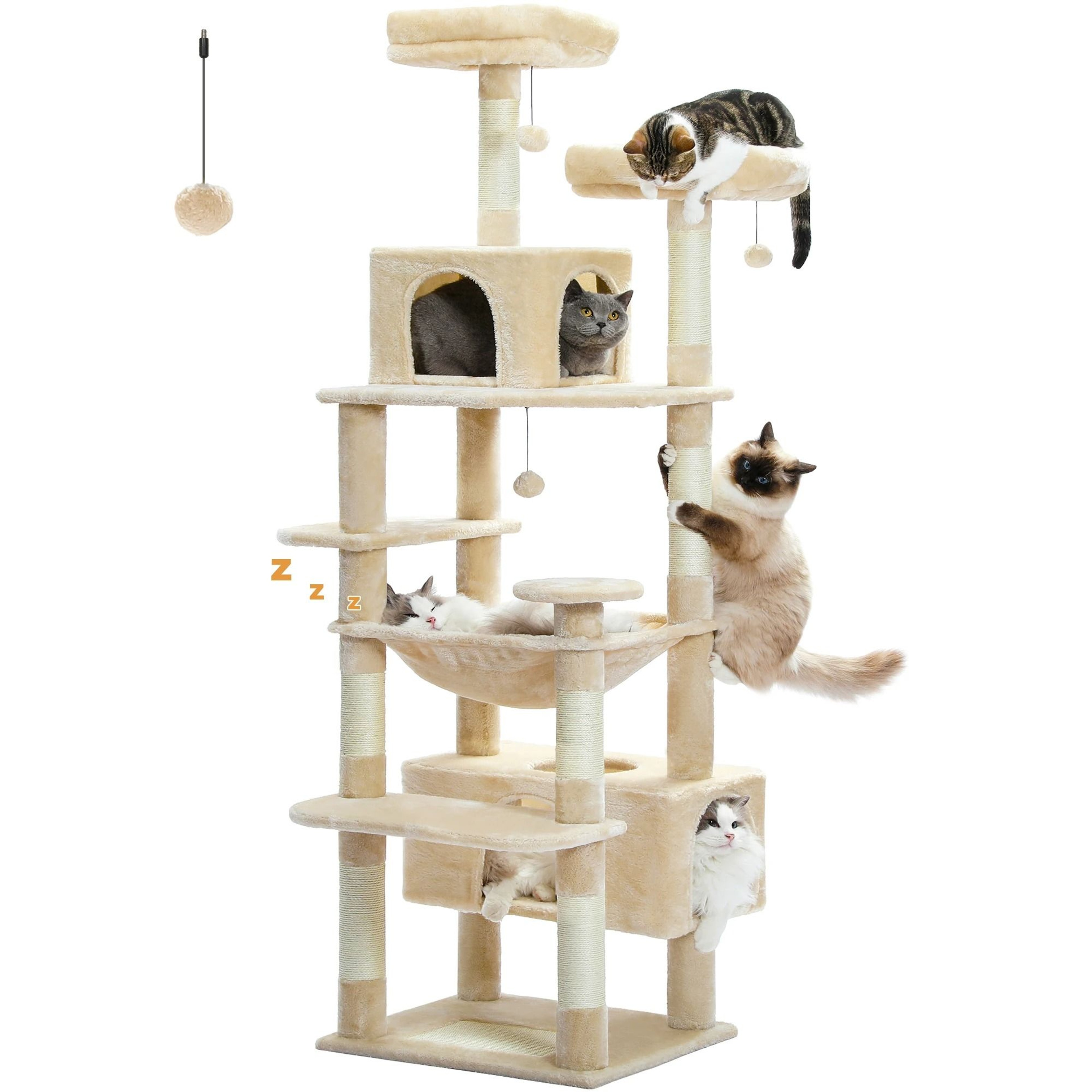 PurrPalace MultiLevel Cat Tree Tower With Hammock Condo  Scratching Posts 7