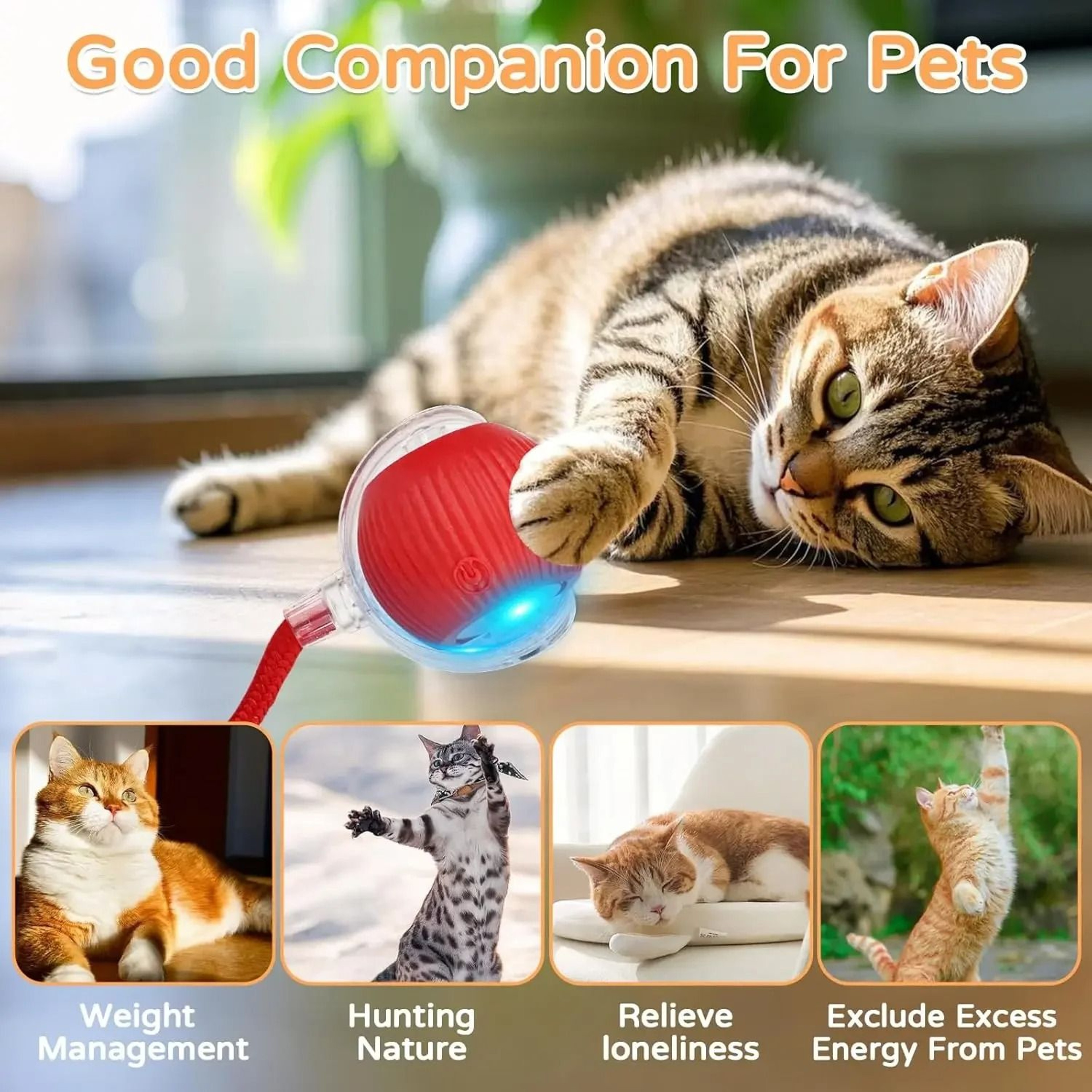 Smart Rolling Mouse Tail Ball Interactive Cat Toy 6