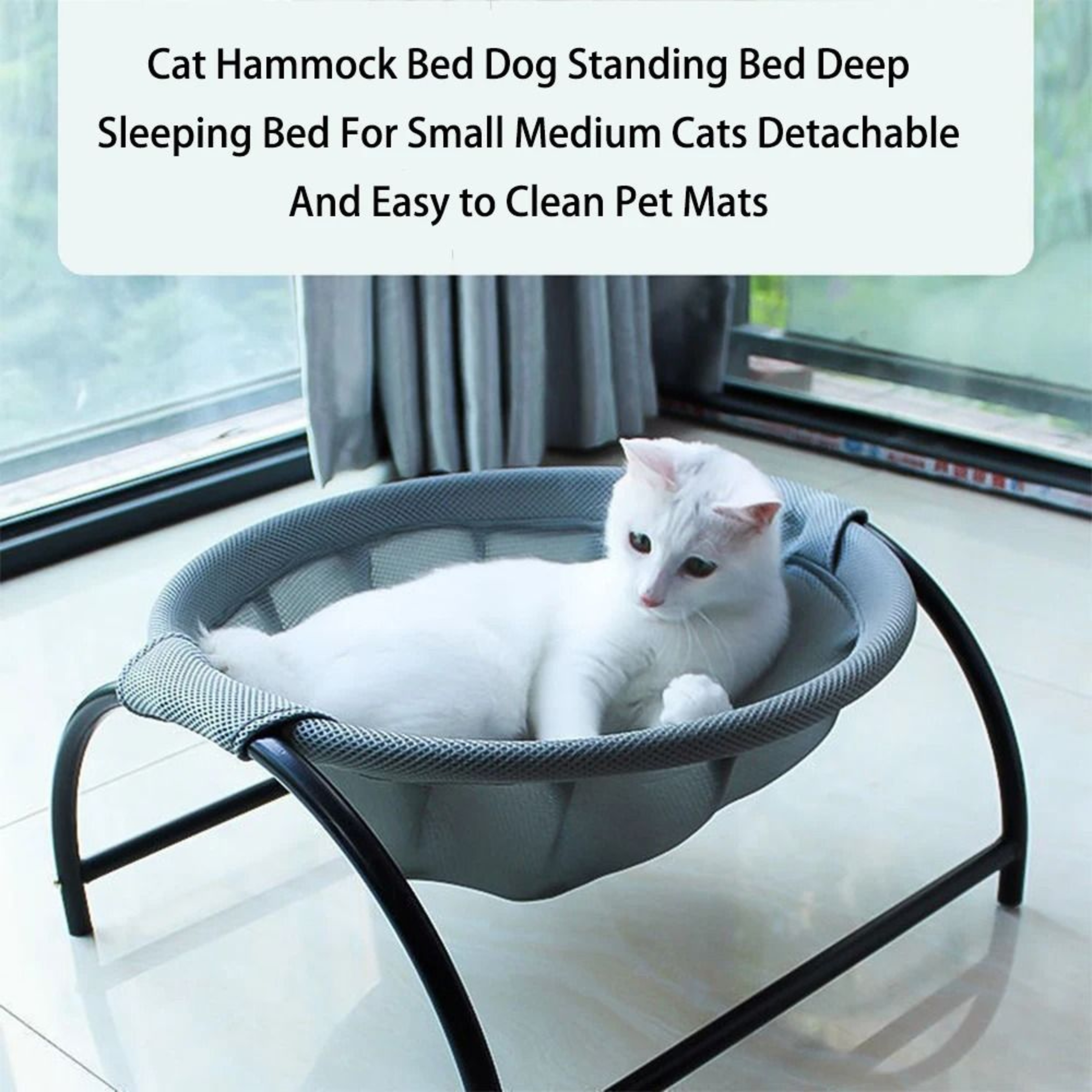 Elevated Cat Hammock Bed With Removable Washable Mat For Cats  Small Dogs 0