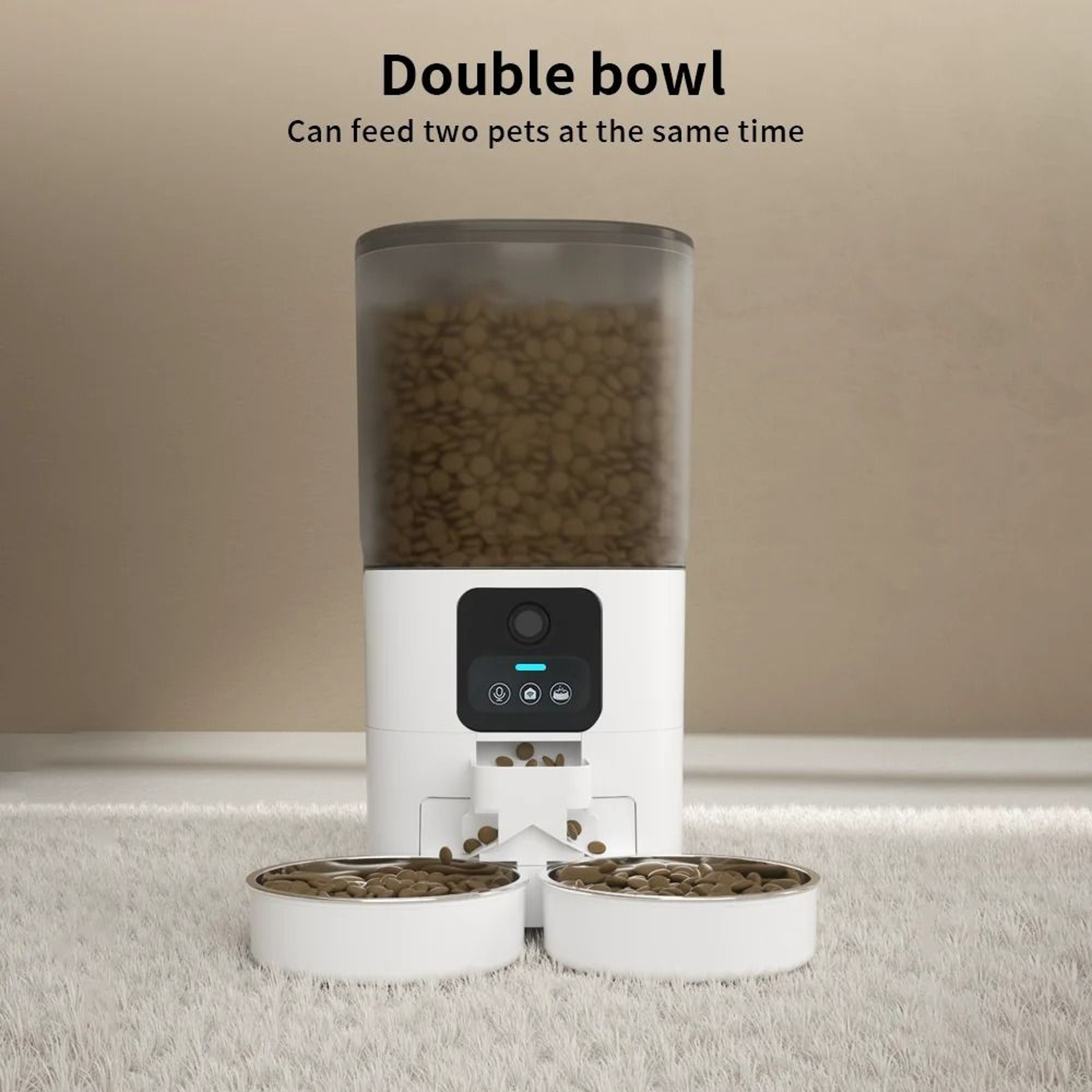 Smart WiFi Automatic Pet Feeder With Camera  Dual Stainless Steel Bowls 4