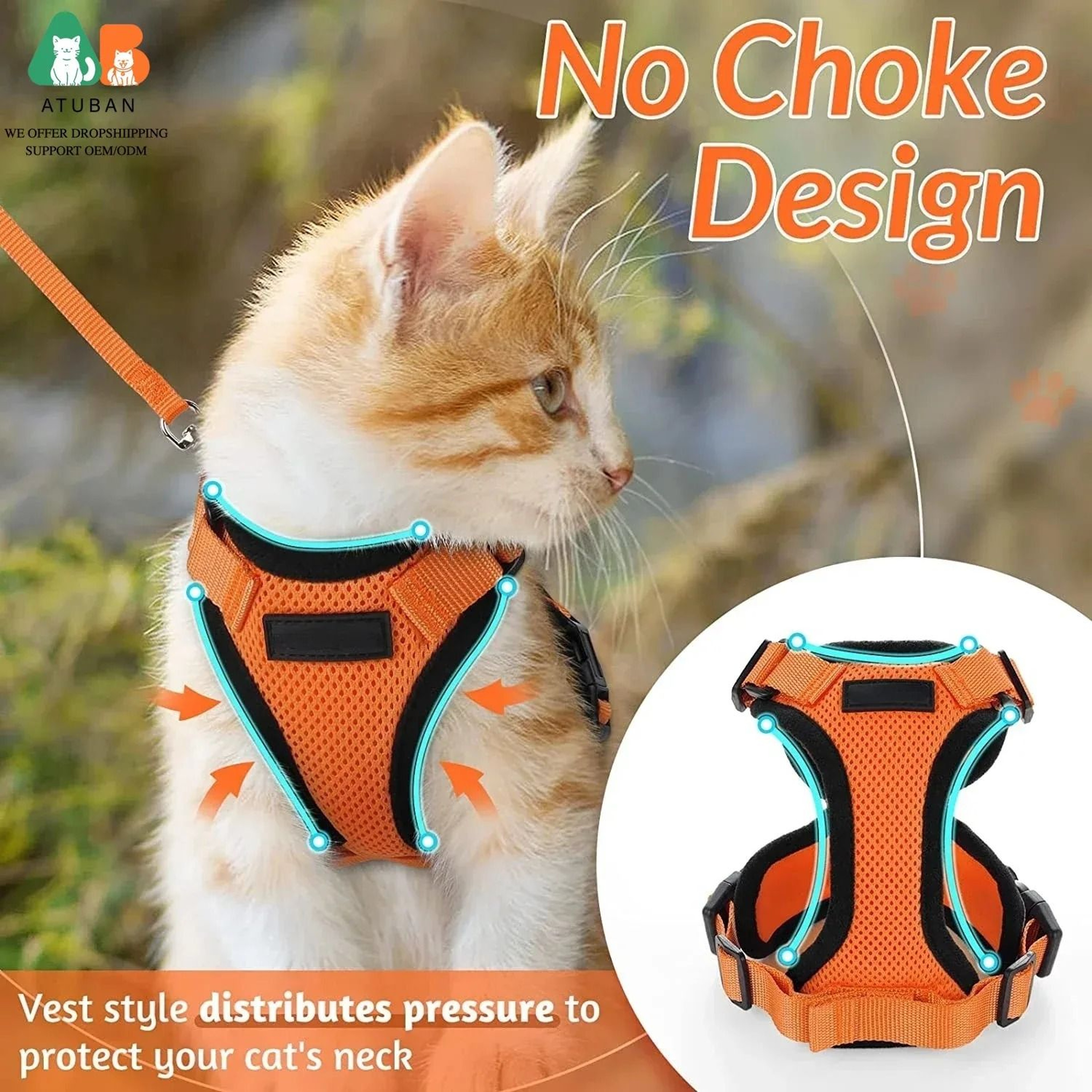 SafePaws EscapeProof Reflective Cat Harness  Leash Set 2