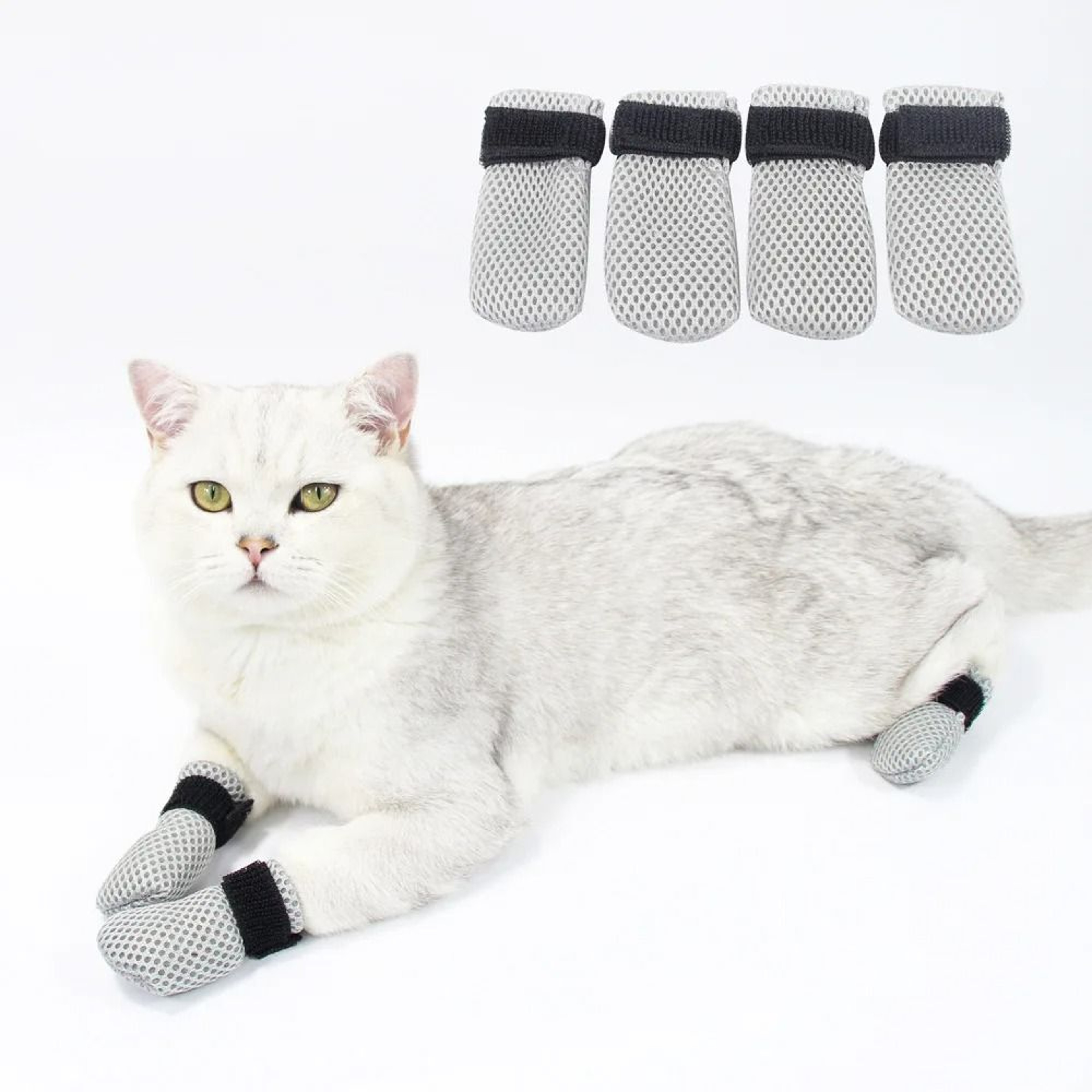 QuietPaws AntiScratch Cat Socks With Secure Velcro Straps 4