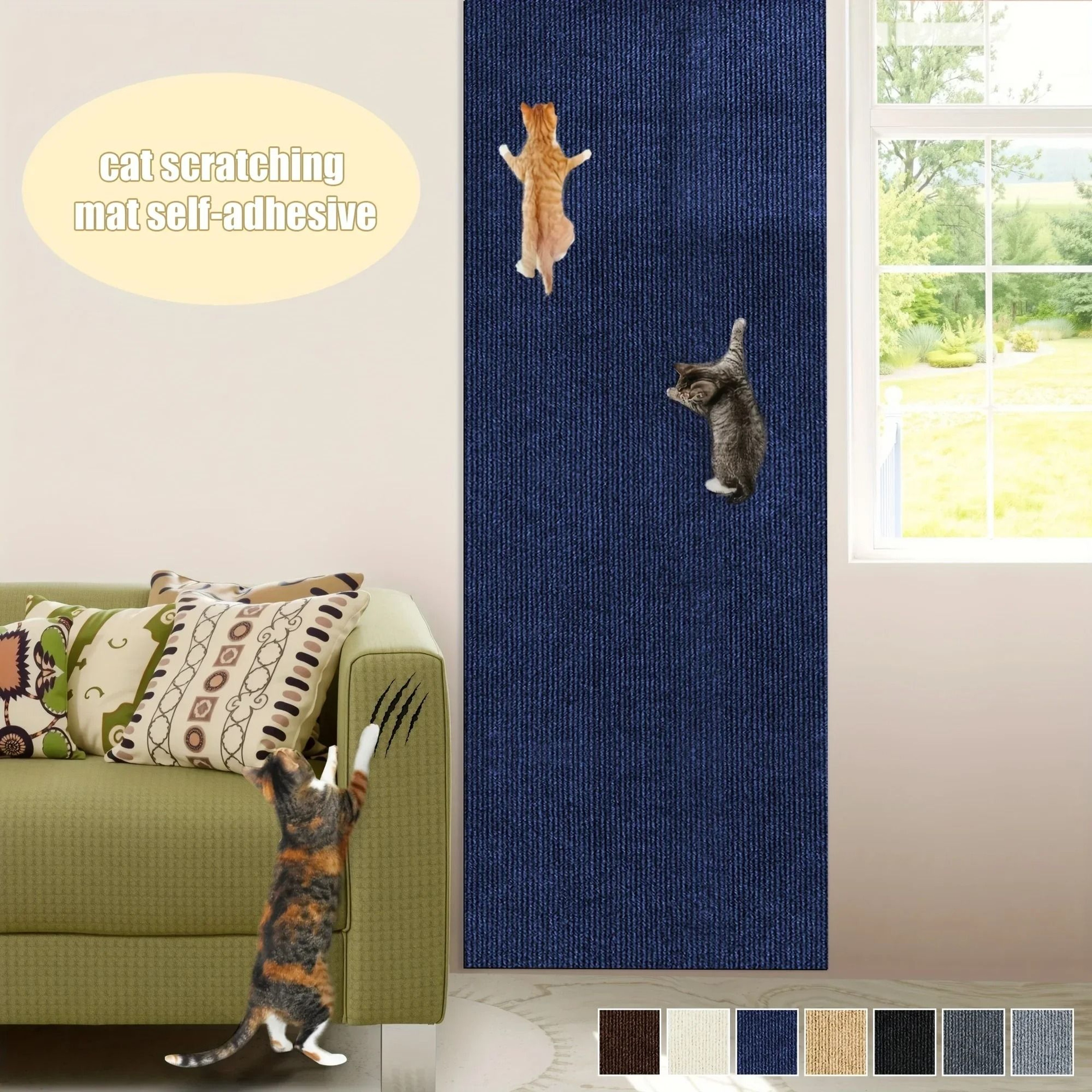 FlexiClimb SelfAdhesive Cat Scratching Carpet Mat 10