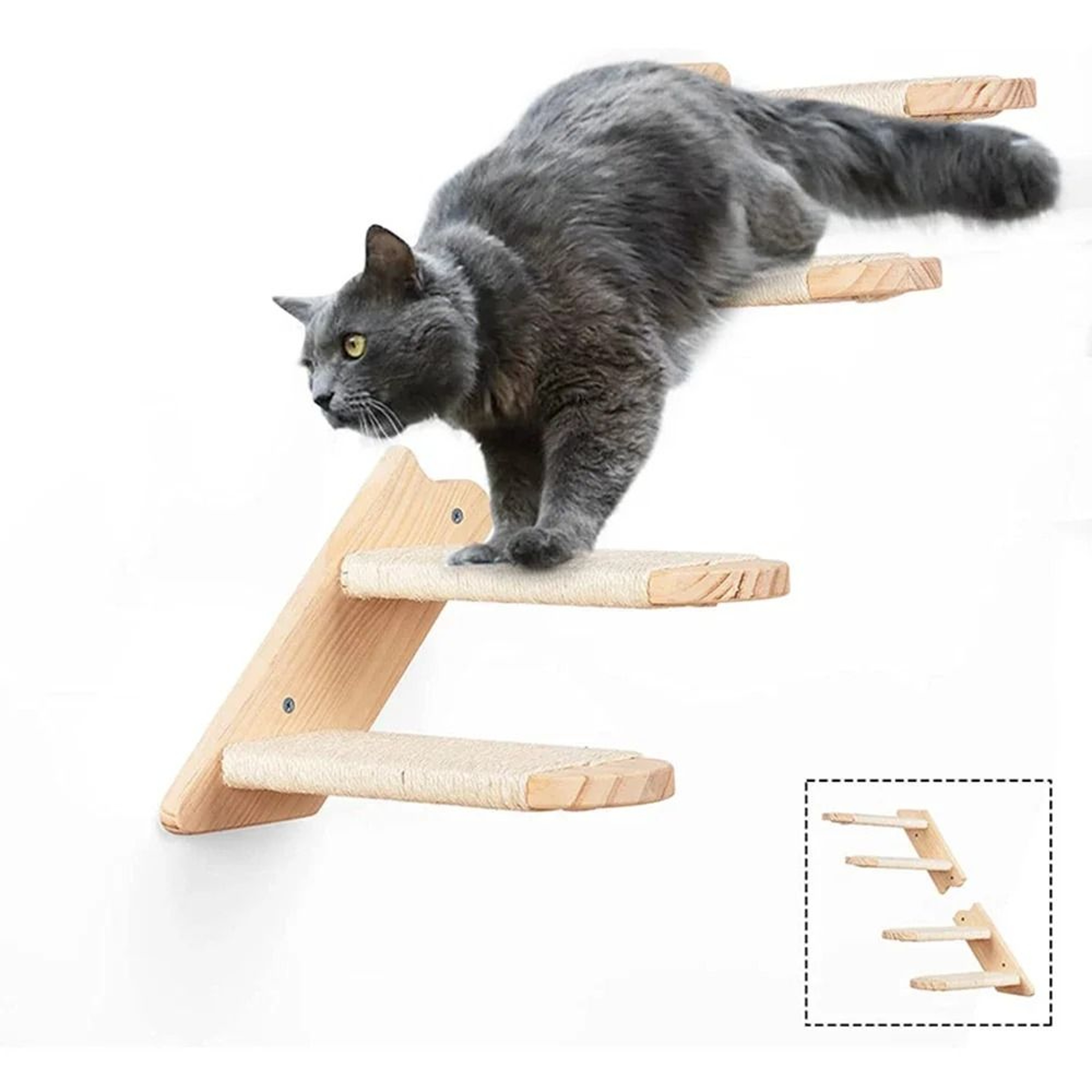 Wall Mounted Cat Climbing Shelves  Hammock Set For Indoor Cats  Wooden Cat Wall Steps  Jumping Plat 16