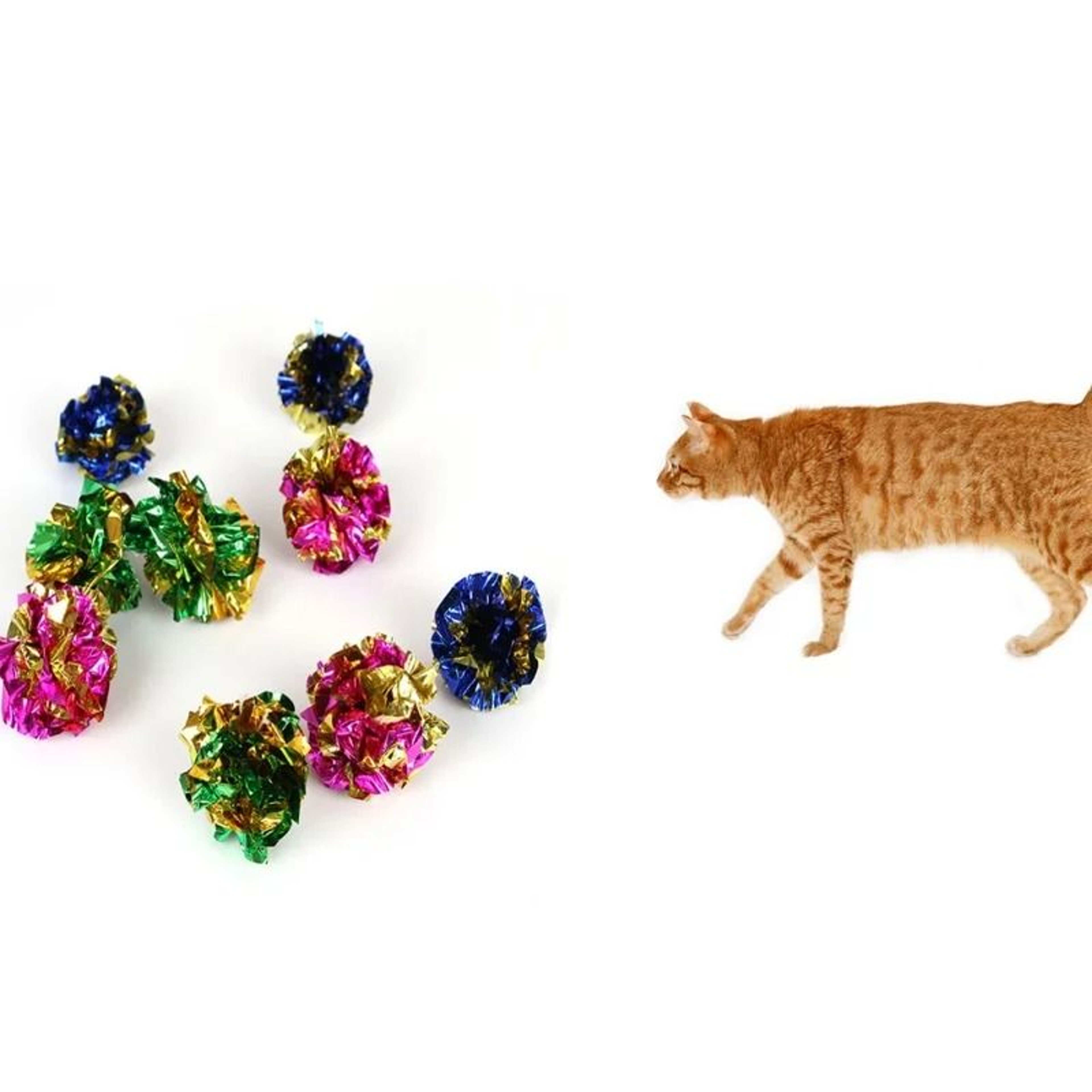 12PCS Colorful Crinkle Foil Cat Balls  Interactive Mylar Sound Toys For Cats  Kittens 4