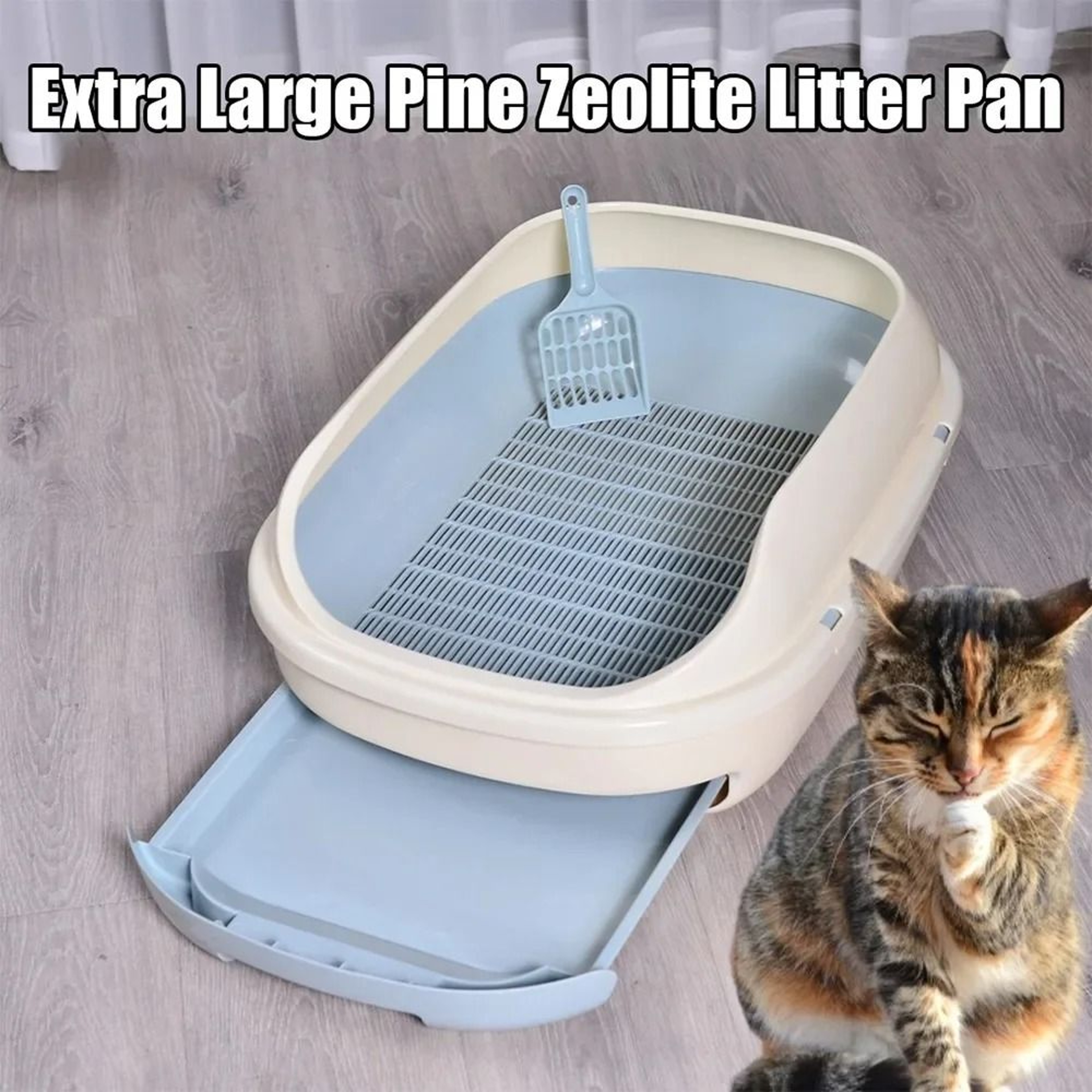 CleanFlow ExtraLarge SemiClosed Double Layer Cat Litter Box With Drawer  Splash Guard 0