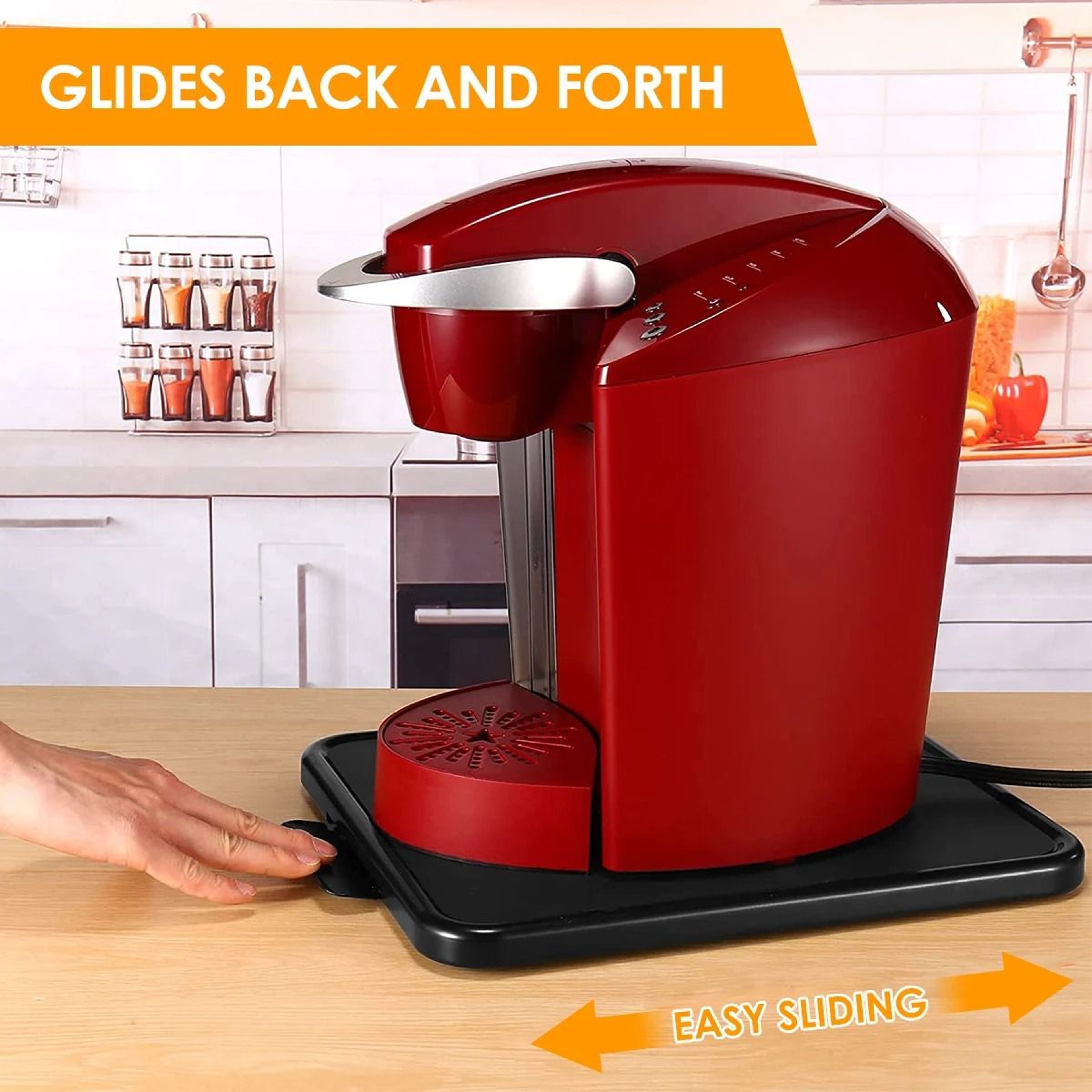 GlideEase Appliance Sliding Tray  Rolling Countertop Caddy For Coffee Makers  Kitchen Appliances 3