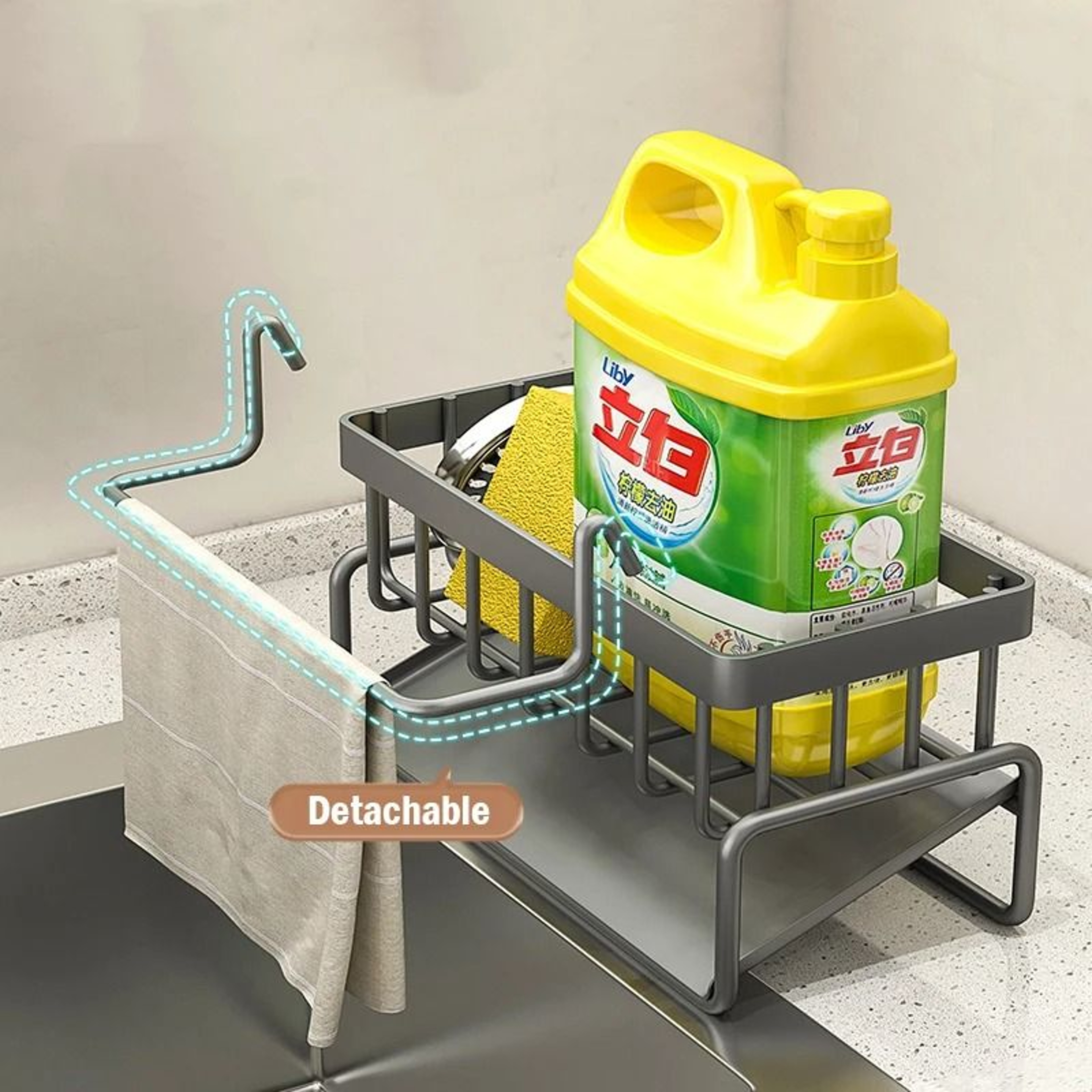 DrainMate Stainless Steel Sink Organizer Rack  Sponge Soap  Rag Storage Holder 3