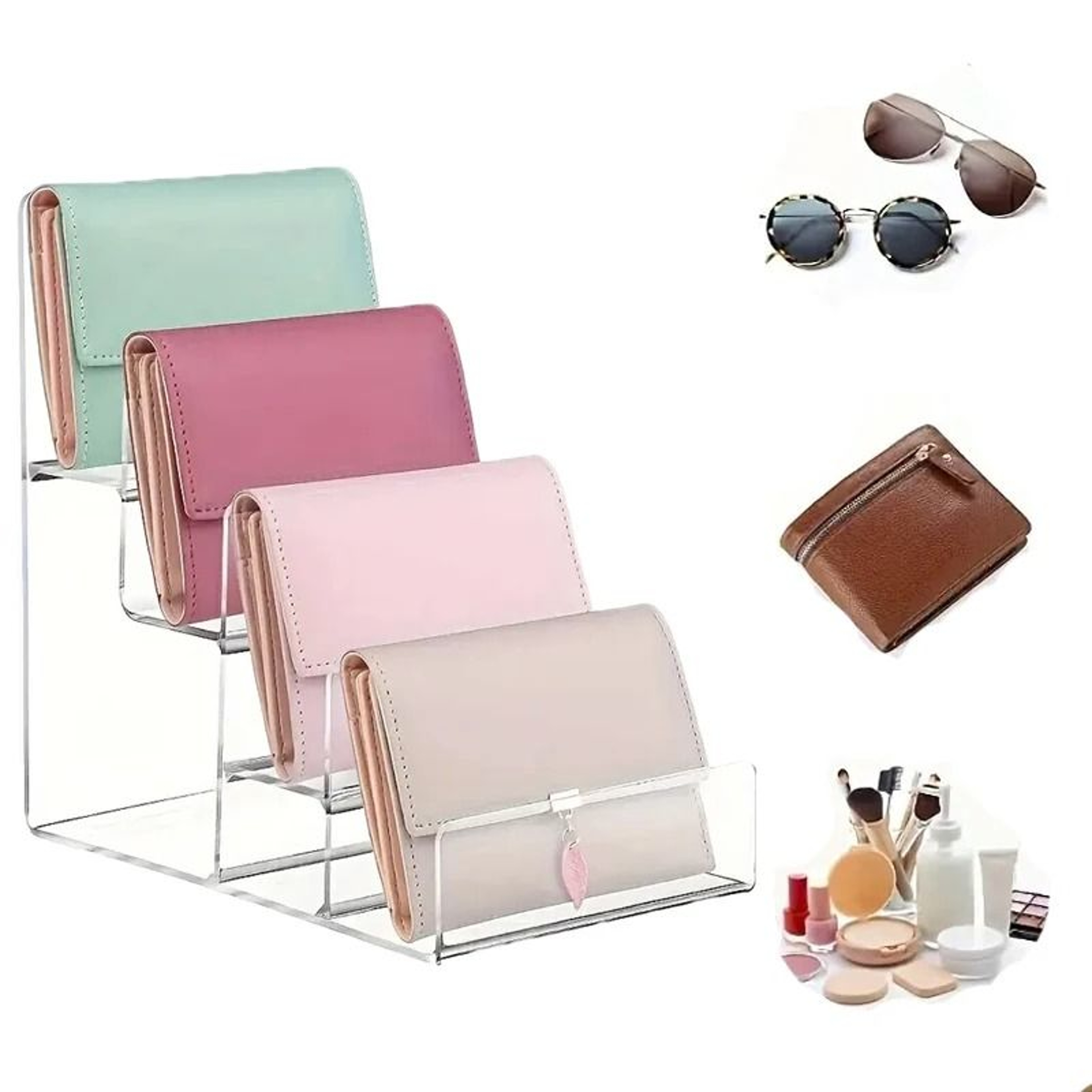 CrystalTier Acrylic Display Risers  Transparent MultiLevel Organizer For Handbags Jewelry  Cosmetic 3