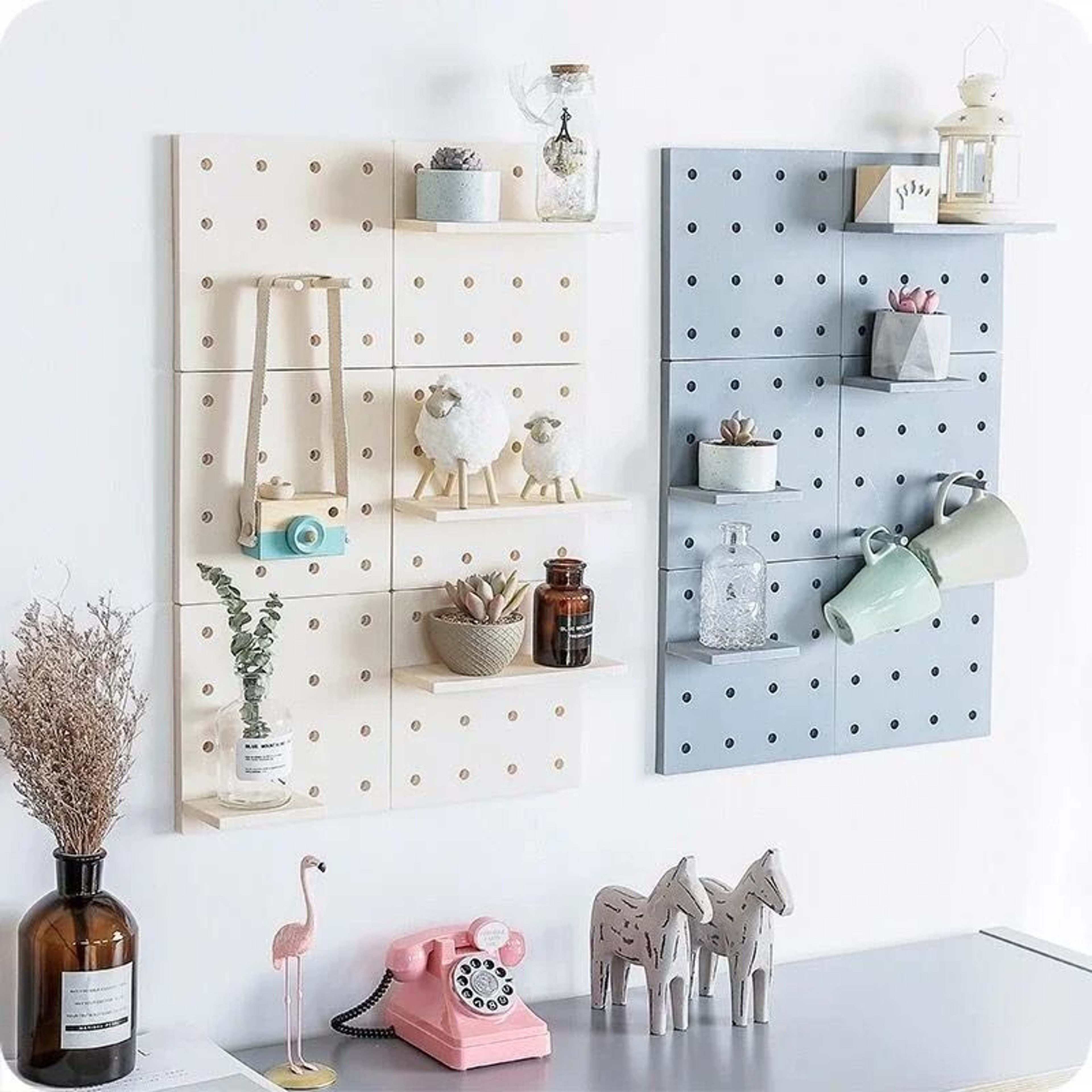 FlexBoard Wall Shelf Organizer  Decorative Pegboard Storage Rack For Kitchen Bedroom  Home Office 5