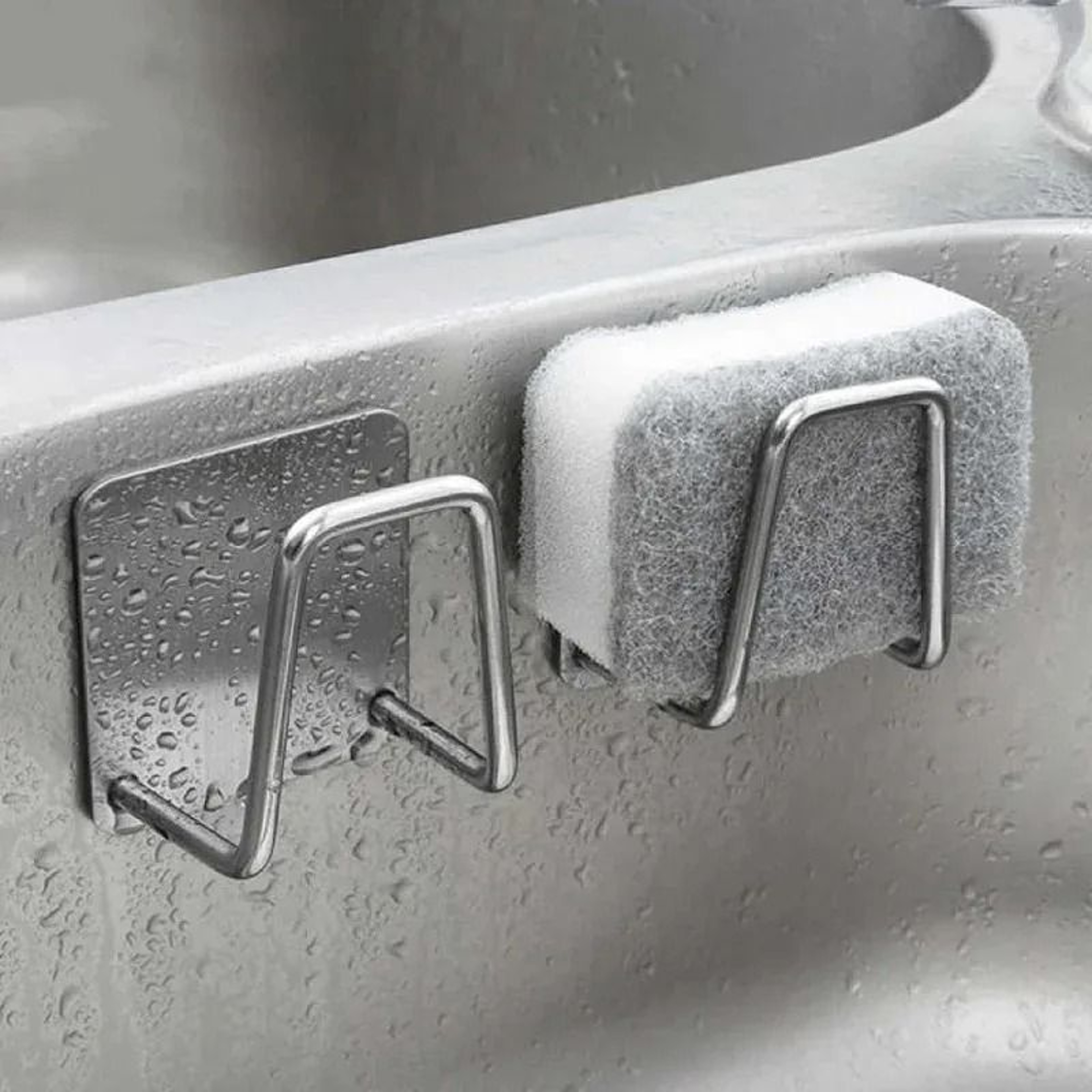 Stainless Steel Self Adhesive Sponge Holder Rack For Kitchen Sink And Bathroom Storage 0