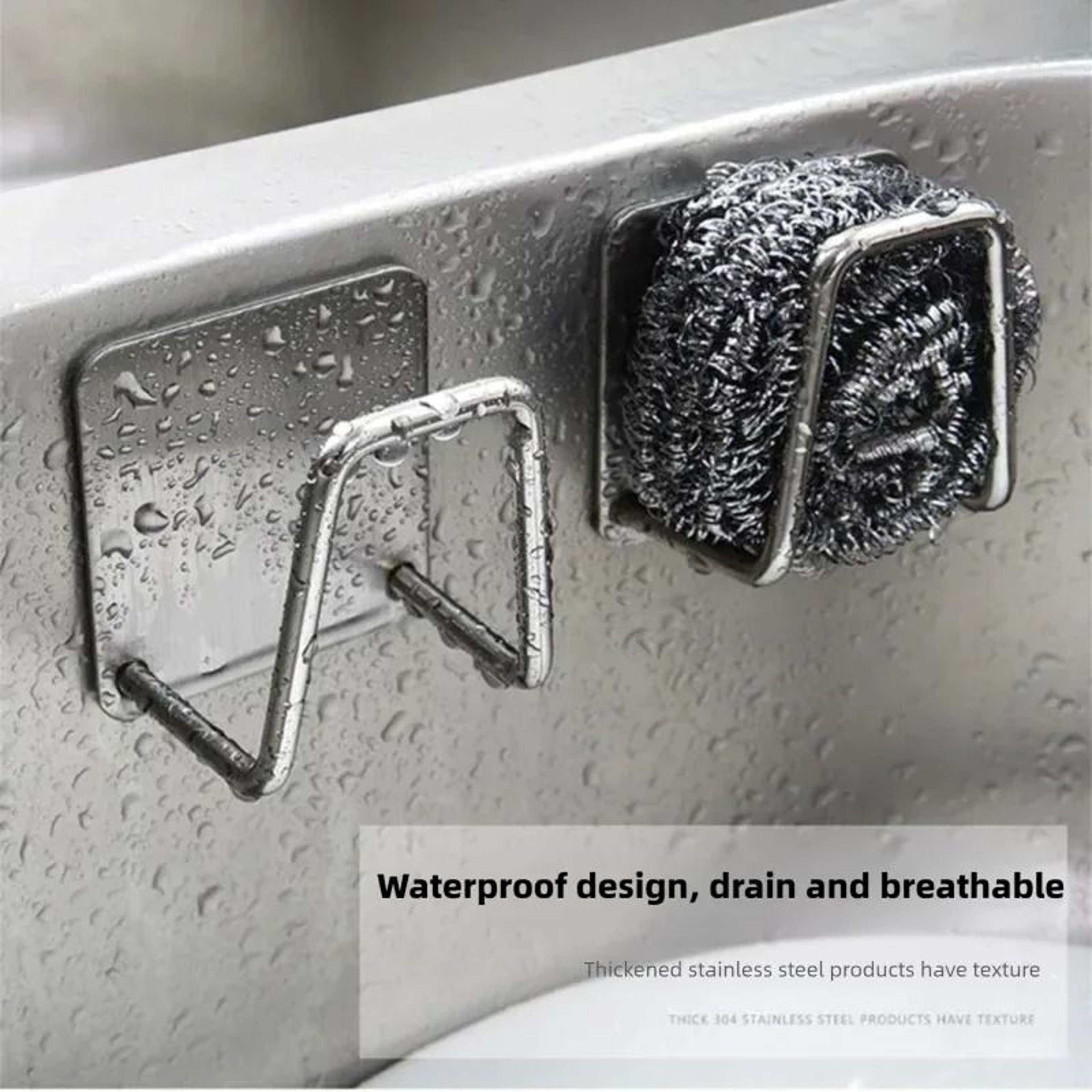 Stainless Steel Self Adhesive Sponge Holder Rack For Kitchen Sink And Bathroom Storage 2
