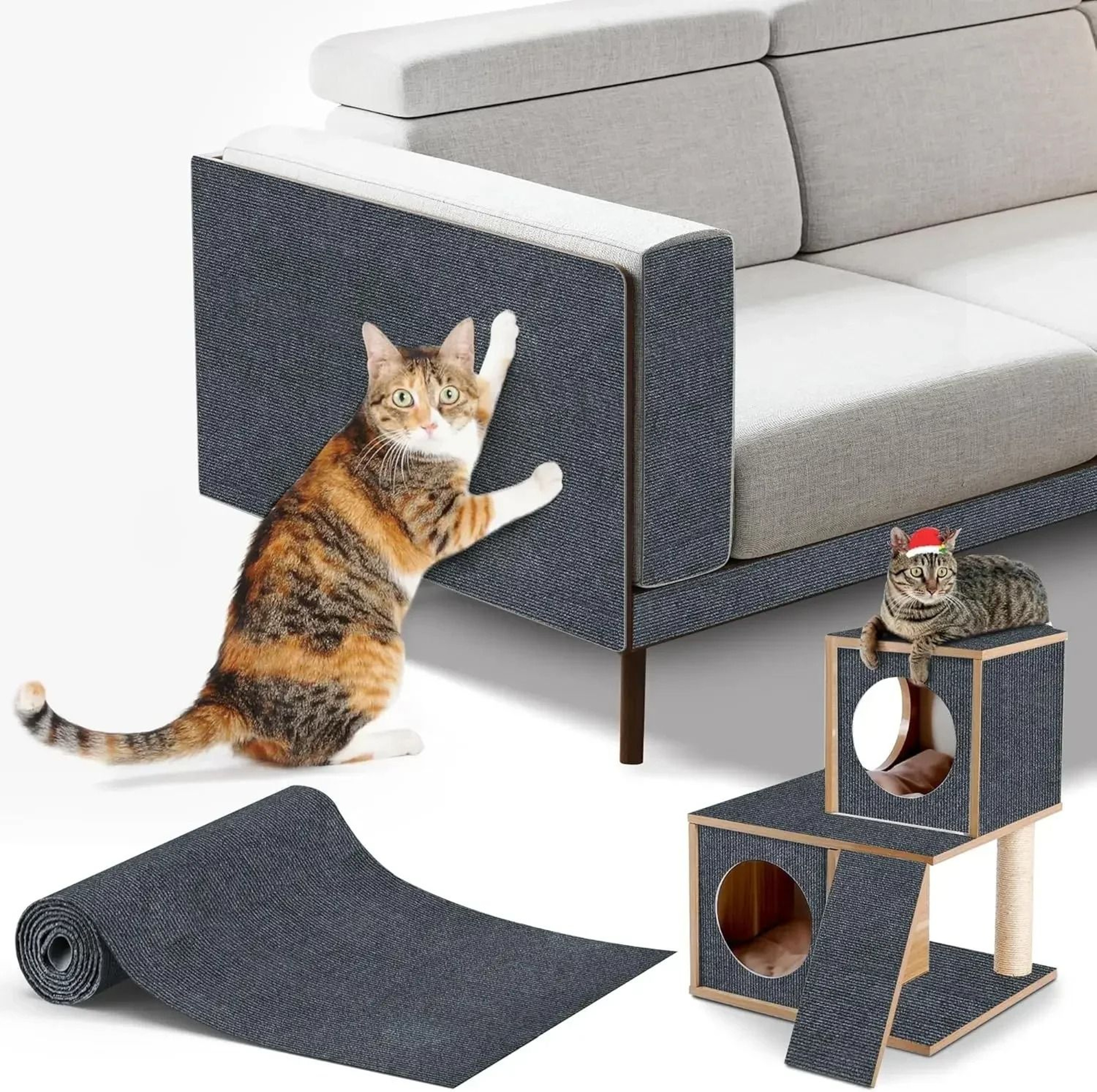 Self Adhesive Cat Scratch Protection Carpet For Sofas Walls Furniture And Cat Climbing Areas 10
