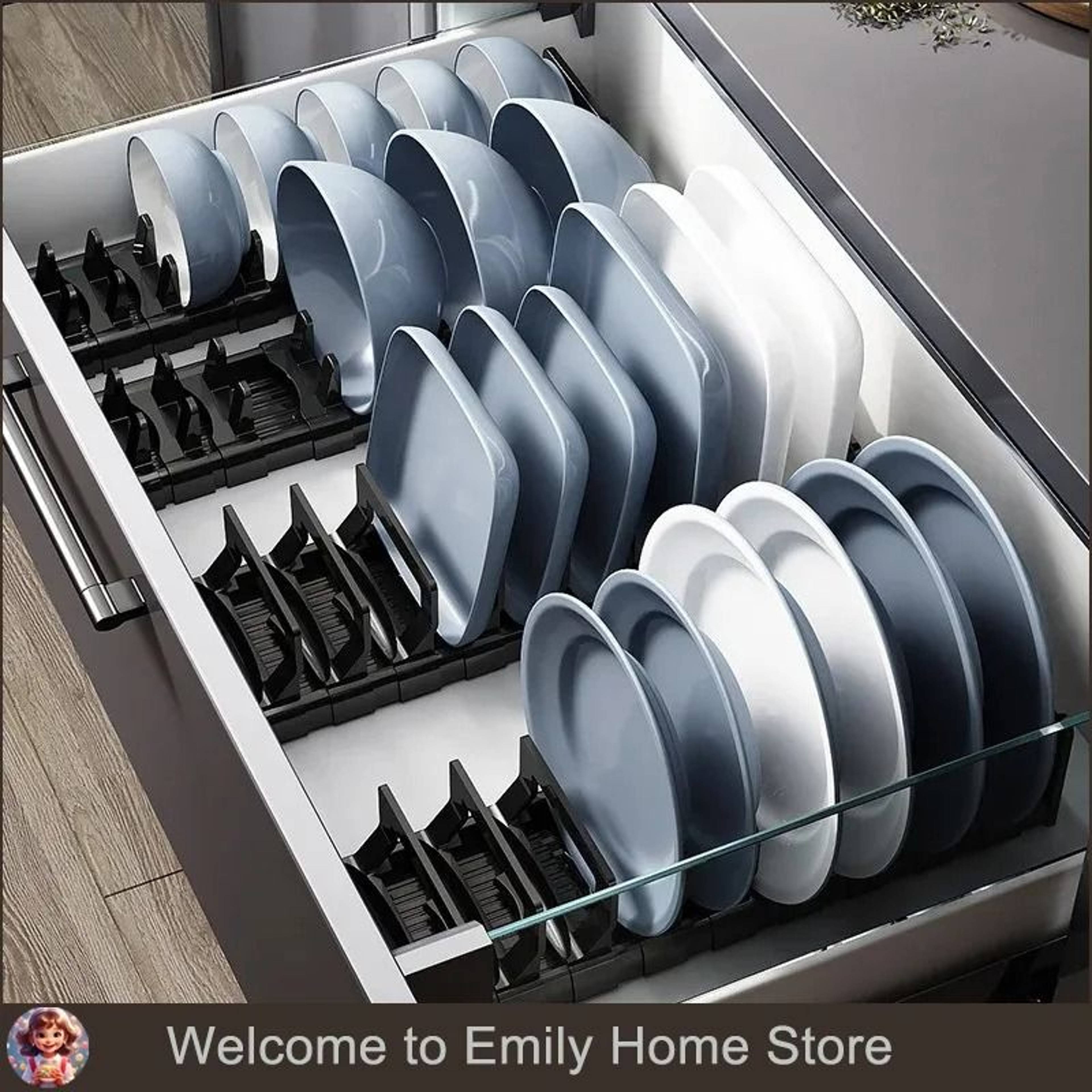 Adjustable Retractable UnderCabinet Dish Rack  Expandable Bowl  Plate Storage Organizer Shelf 1