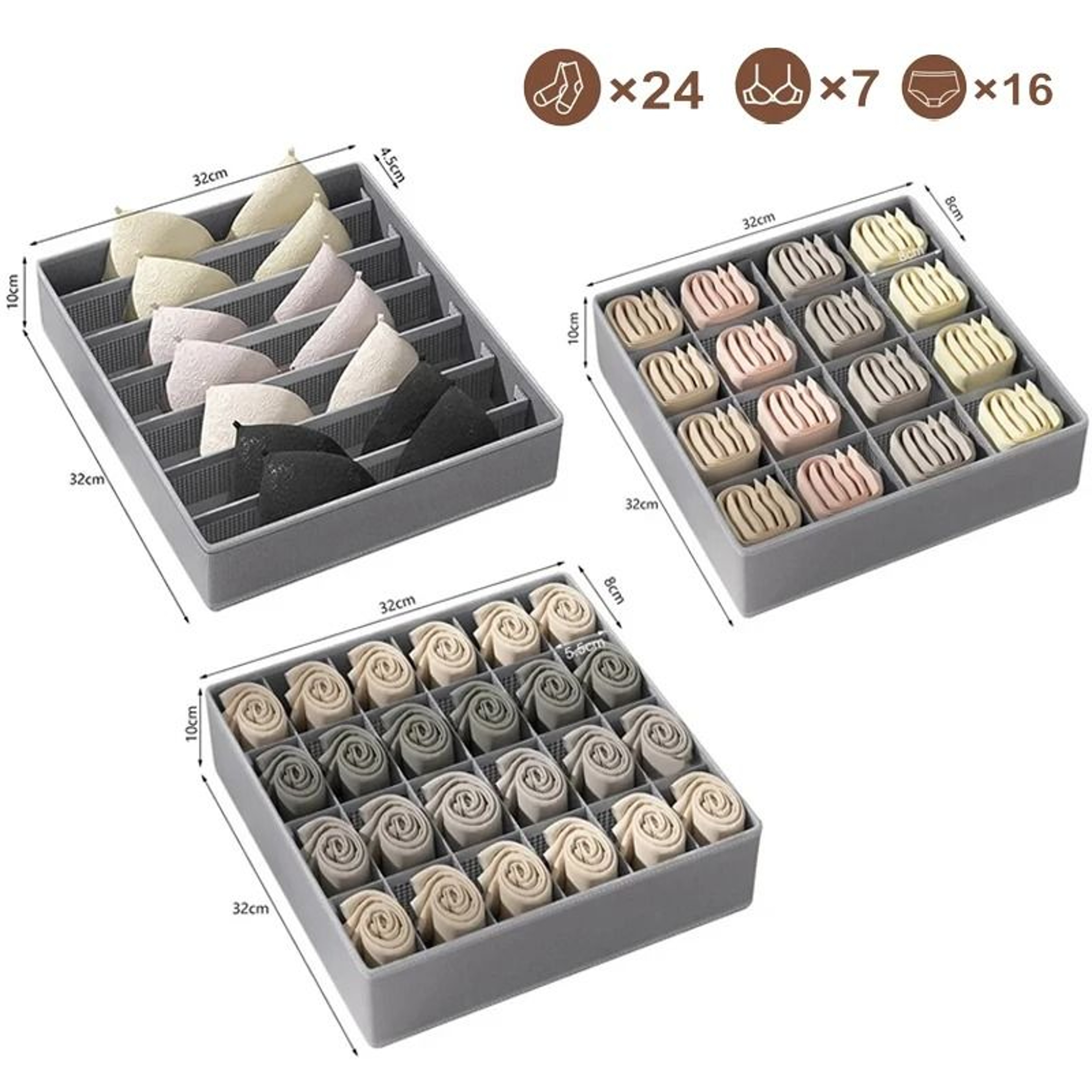Drawer Organizer Storage Boxes Set  Underwear Organizer For Socks Panties Bras  Clothing Storage 14