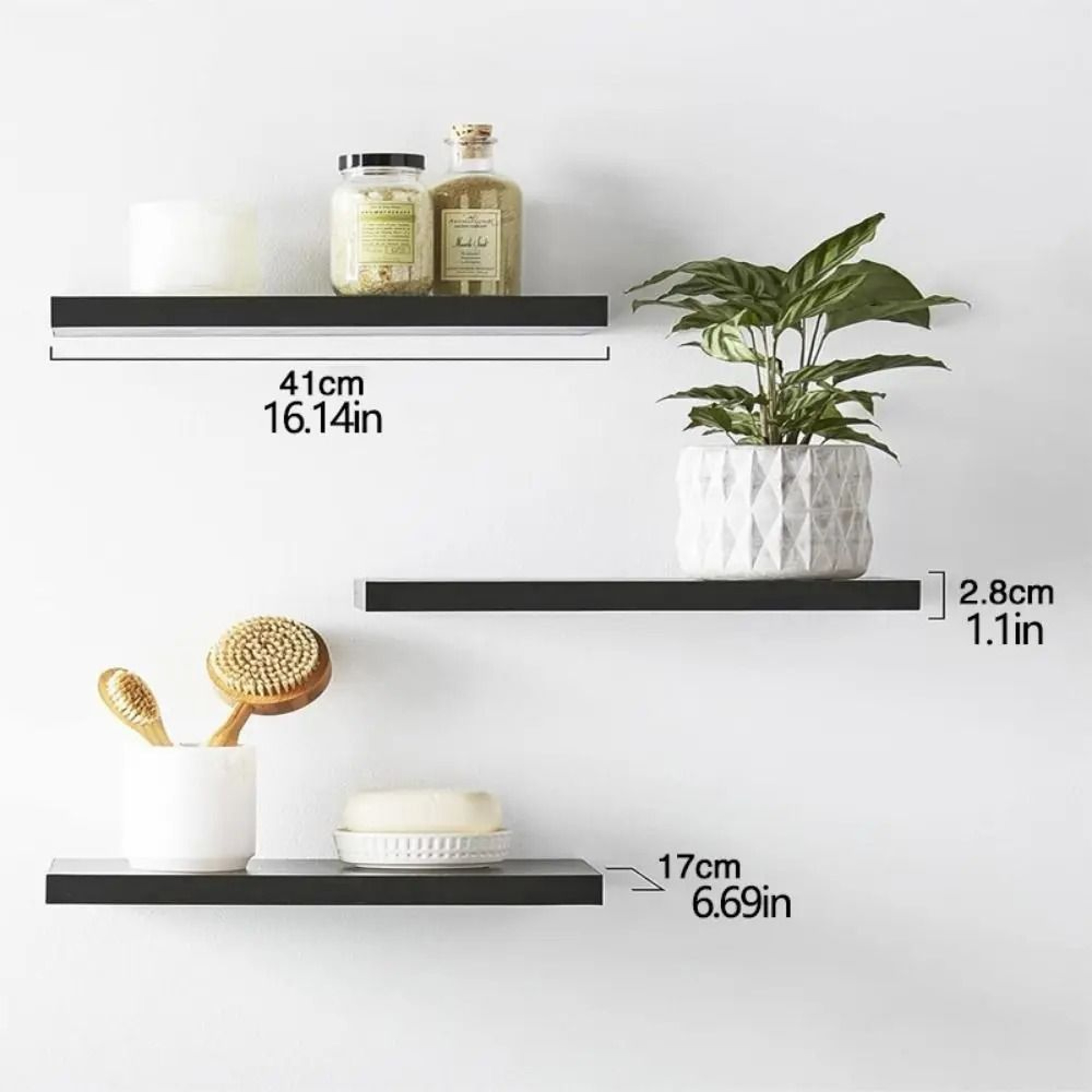 Rustic Wooden Floating Wall Shelf  Durable Wall Mounted Shelves With Invisible Brackets For Stylish 5