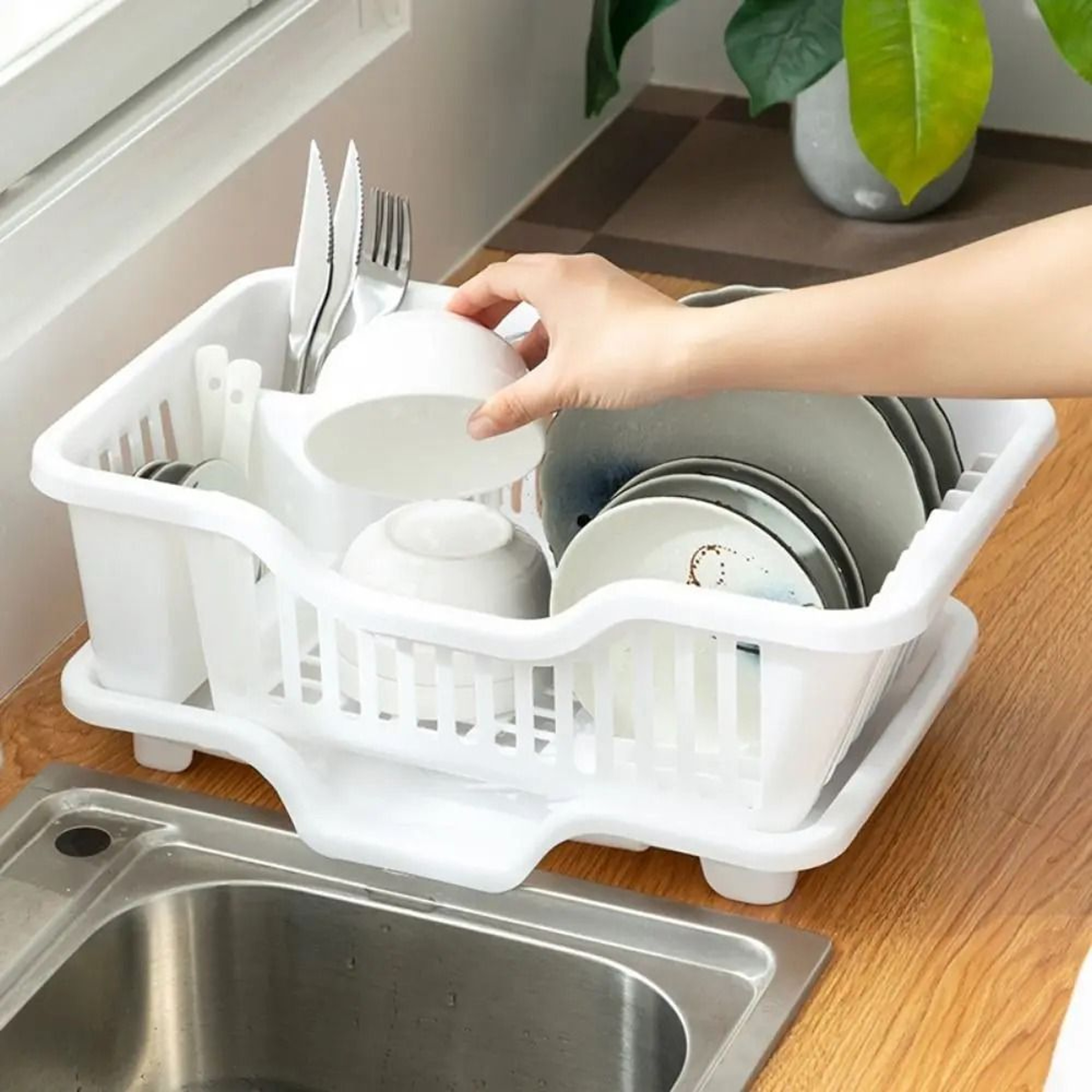 MultiTier Dish Drying Rack With Drain Board  Dish Drying Rack For Plates Bowls Utensils  Kitchen Or 1