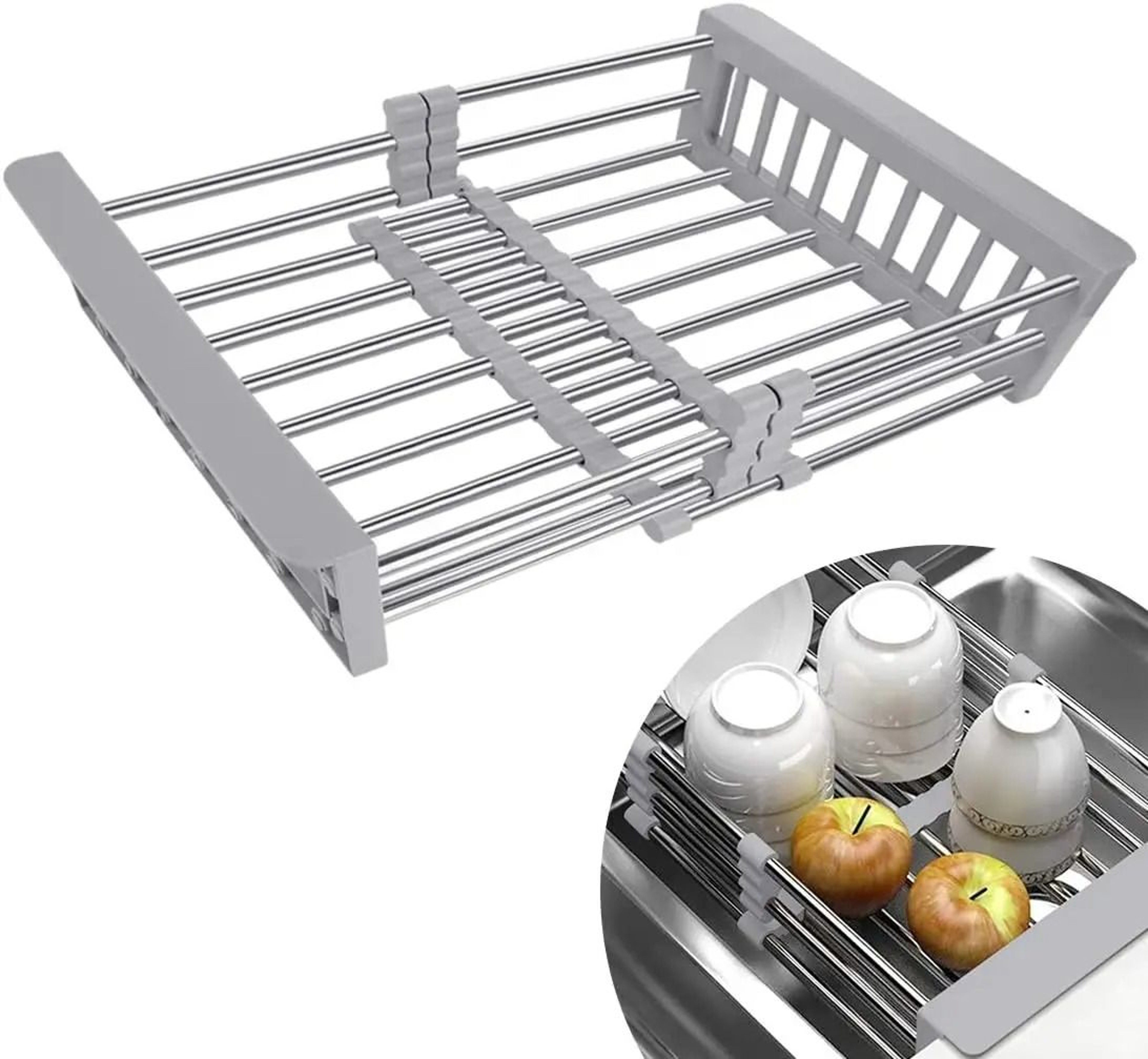 Expandable OverSink Dish Drying Rack With Adjustable Arms For Washing And Draining 2
