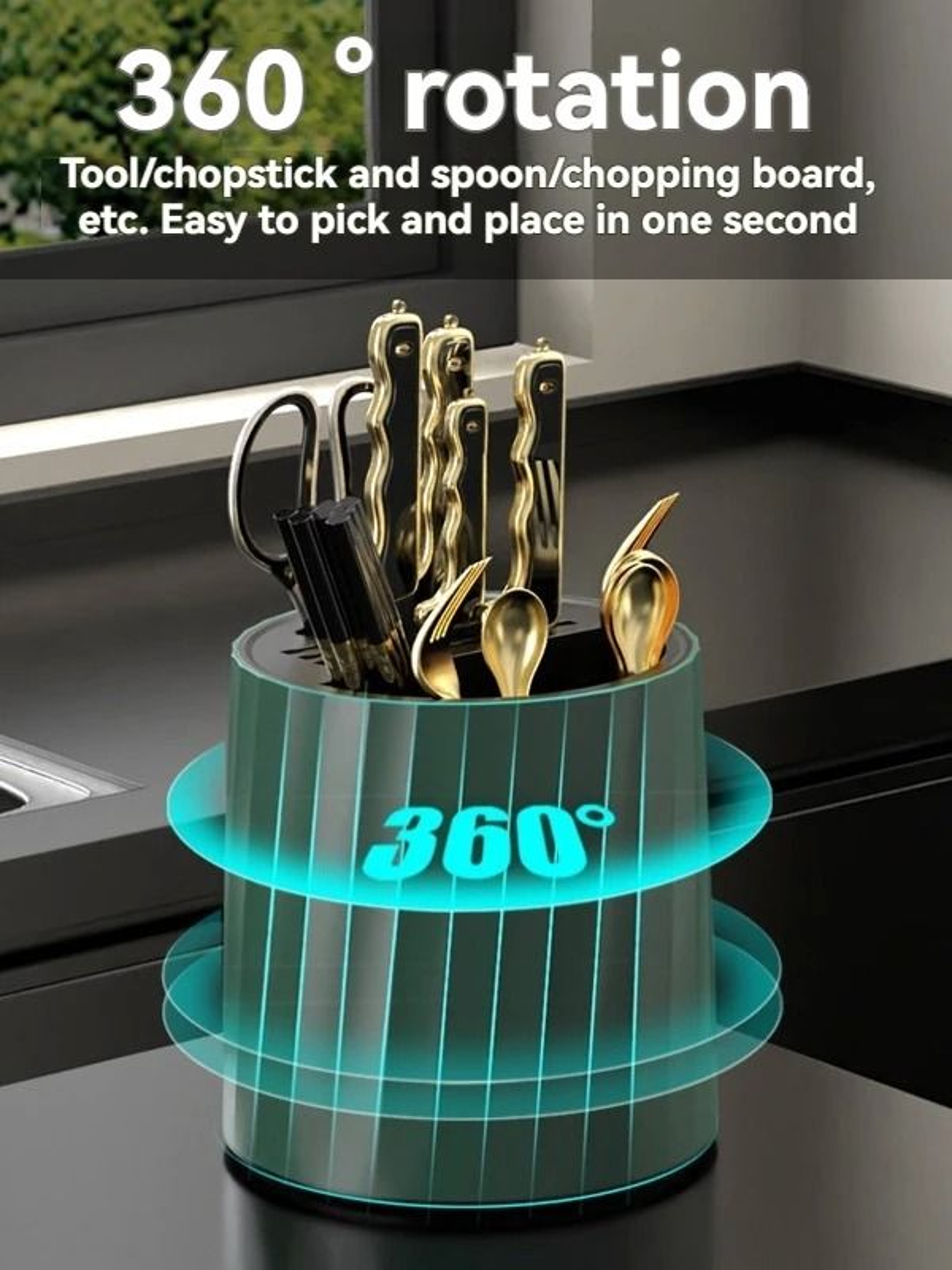 Rotating Knife And Utensil Holder Stand 2