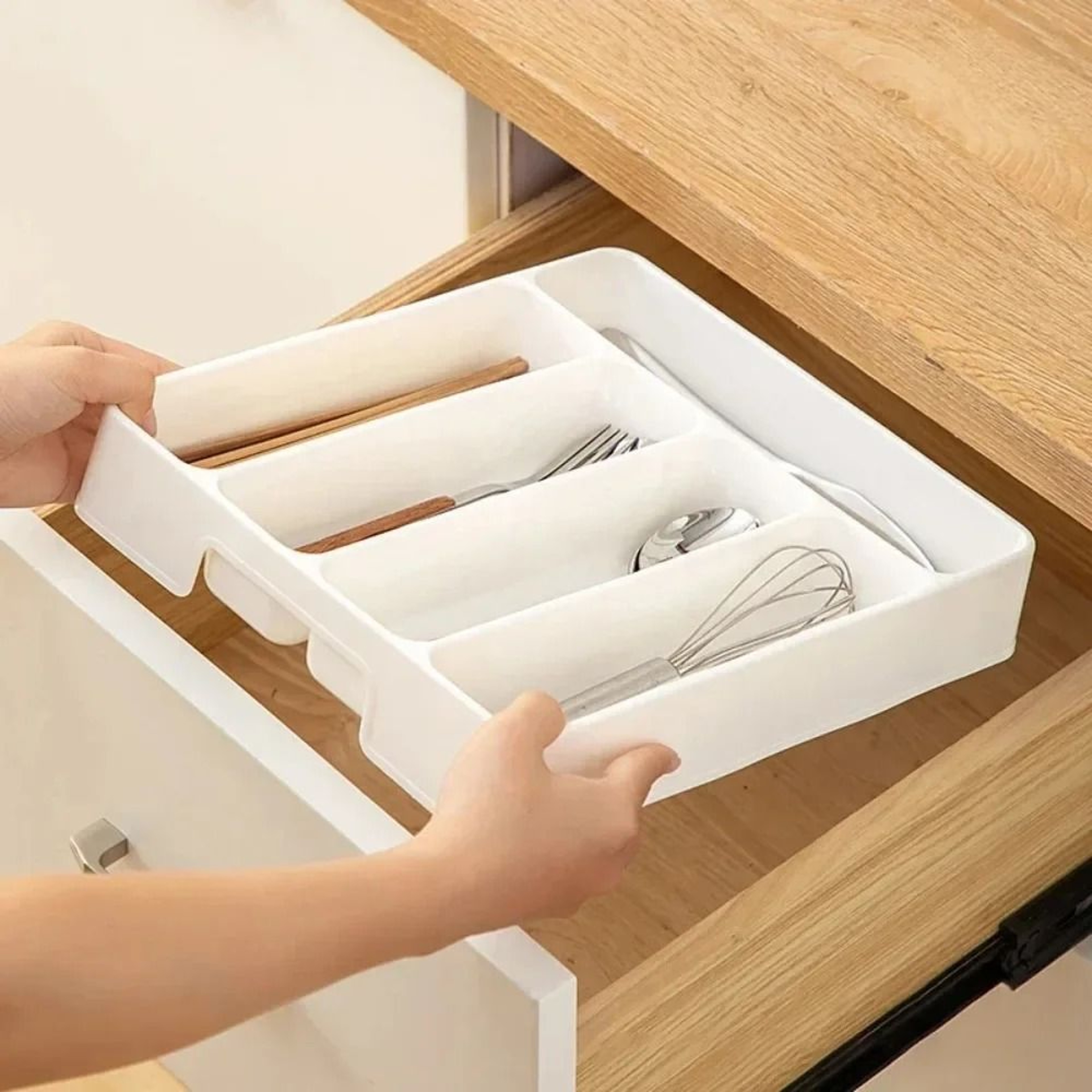 4 Compartment Cutlery Organizer Tray For Kitchen Drawer Storage 0