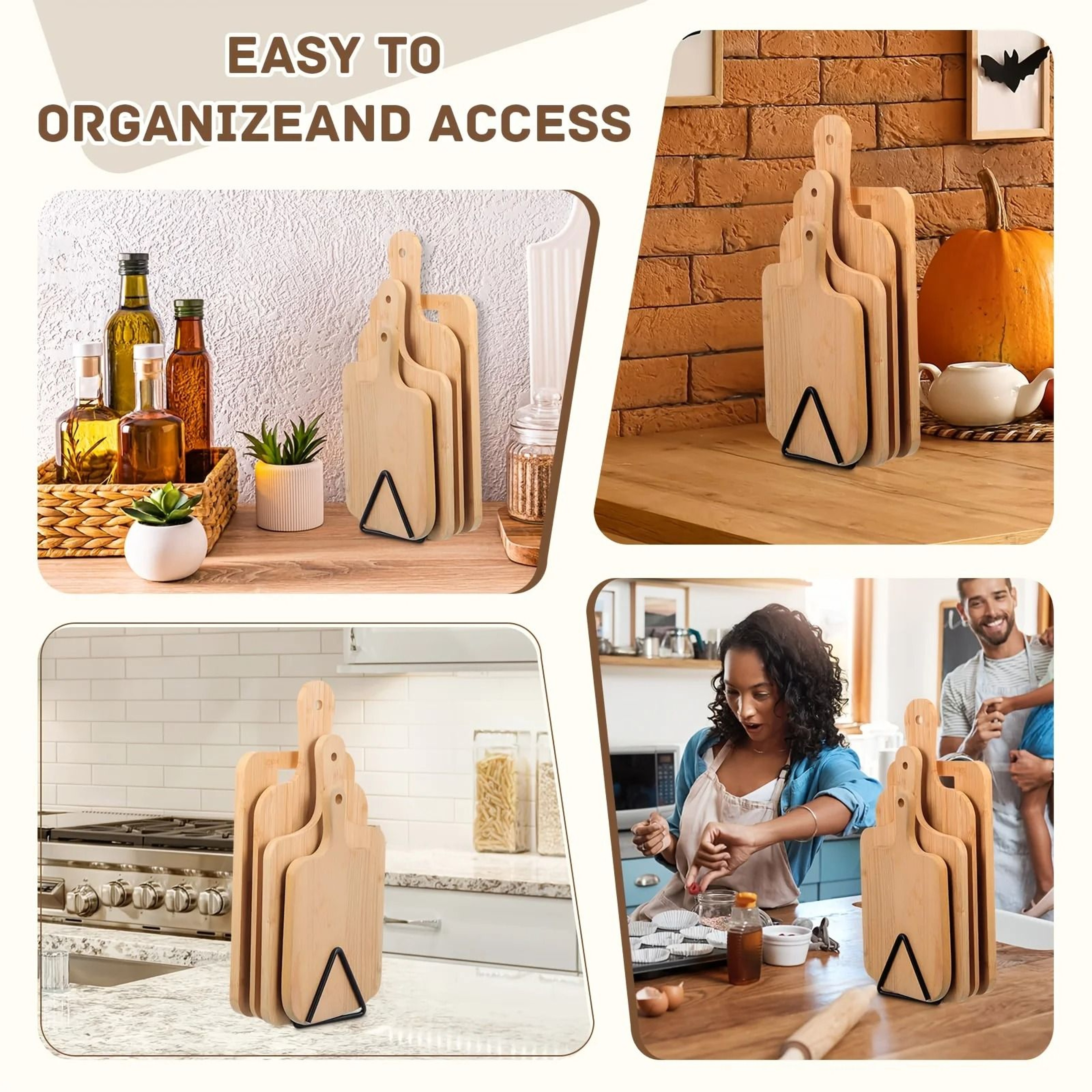 4 Slot Metal Cutting Board Rack For Countertop Kitchen Storage 1