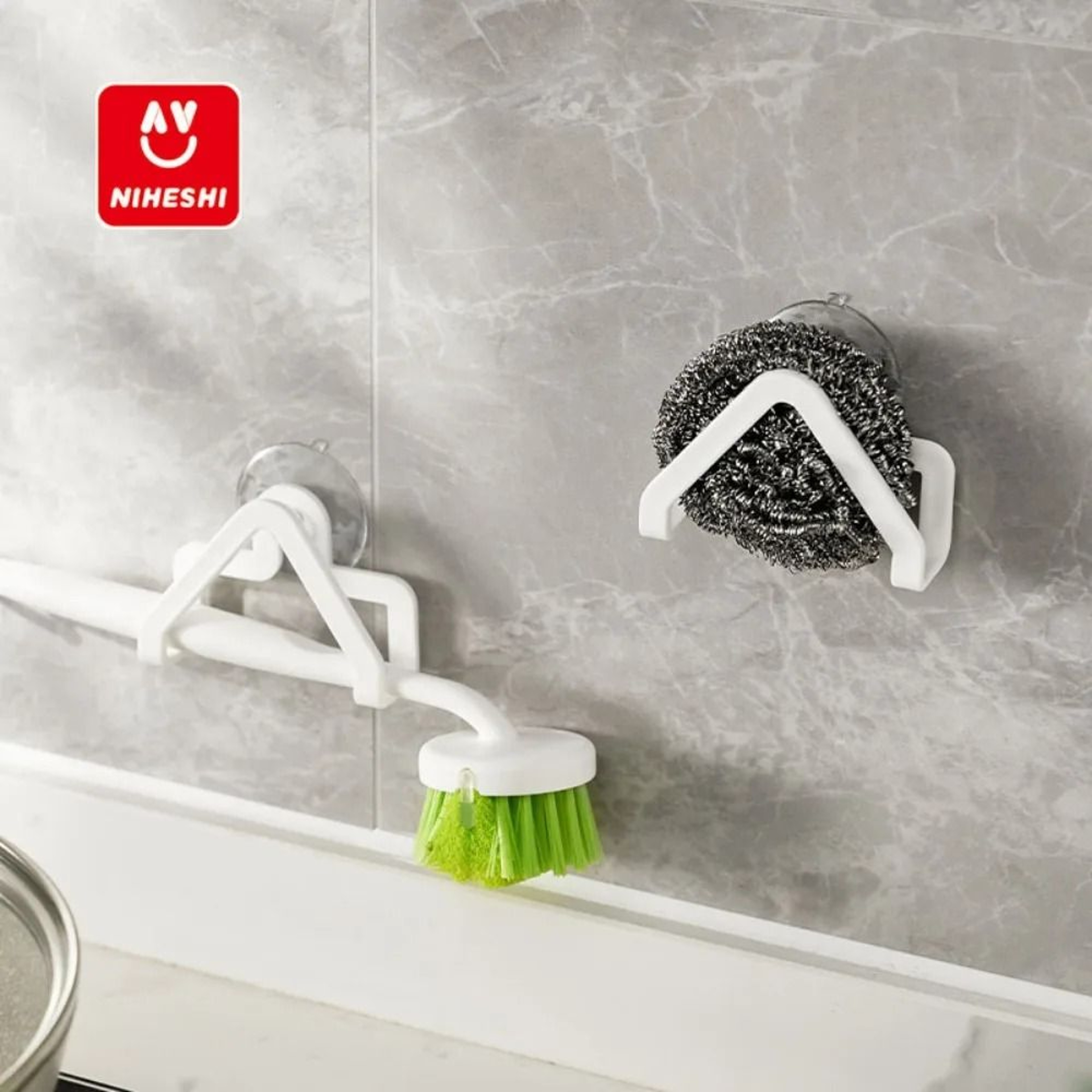 2 Piece Sponge Sink Rack Set For Kitchen And Bathroom Storage 2