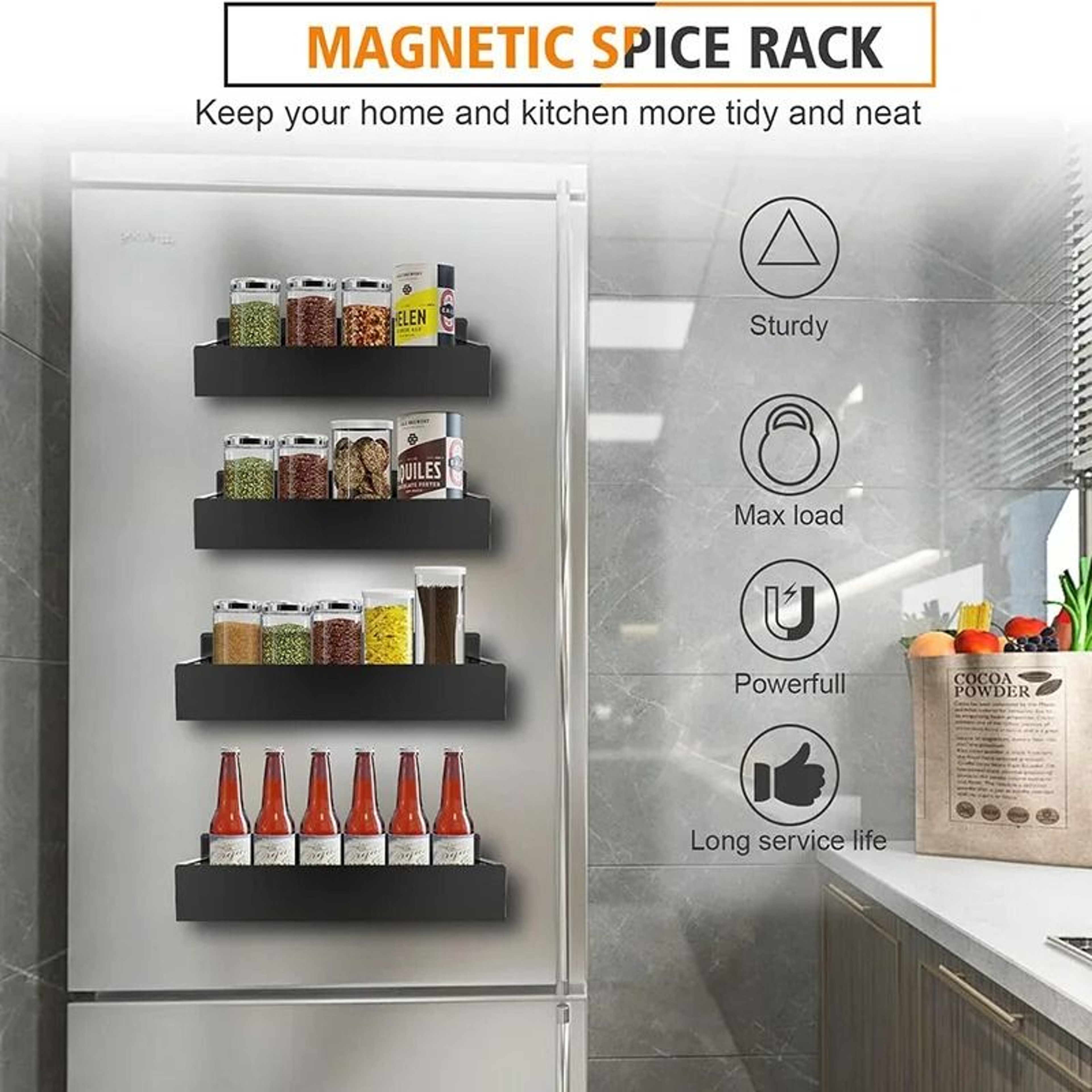 Magnetic Spice Rack Organizer For Refrigerator And Kitchen Storage 5