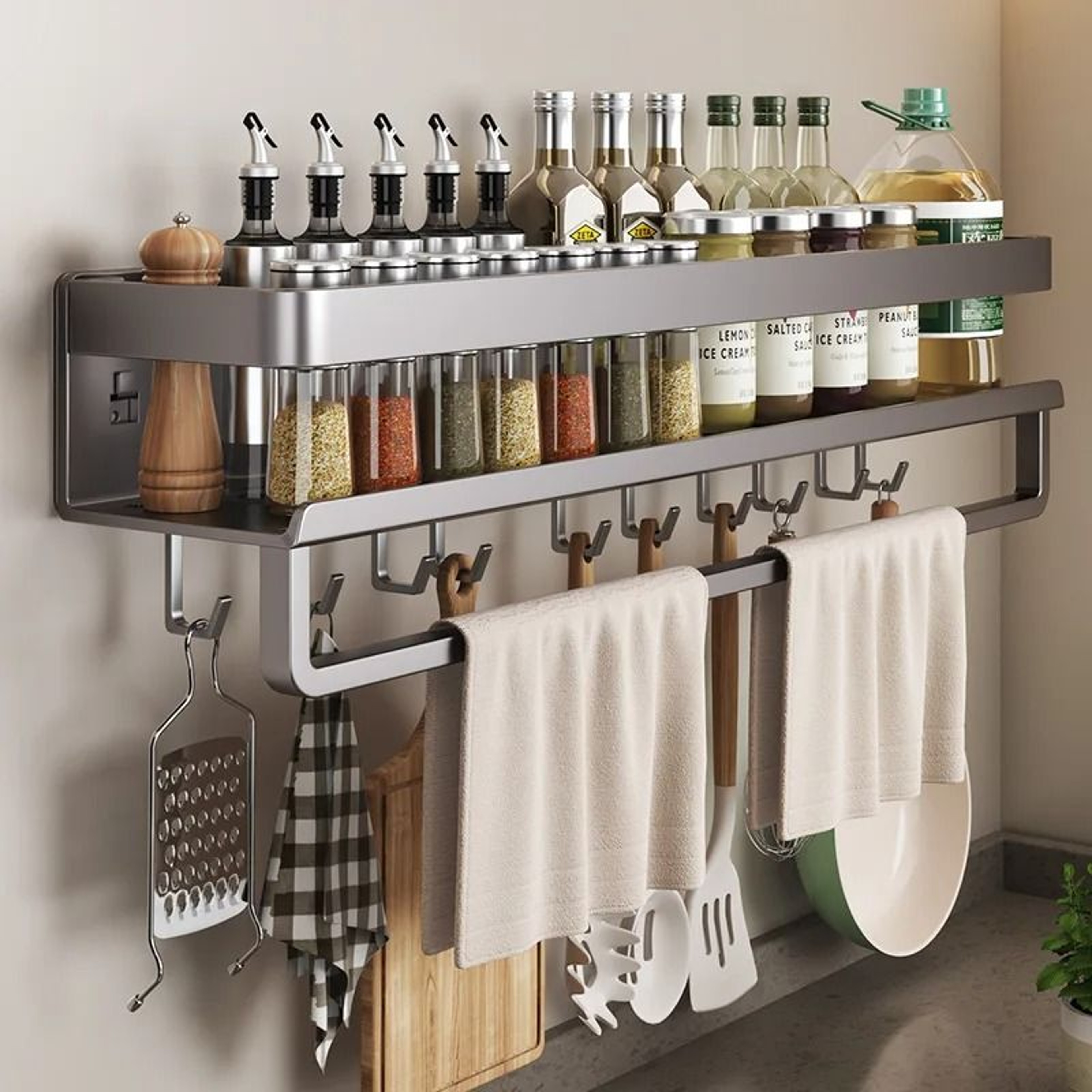 NoDrill Aluminum Kitchen Spice Rack 0