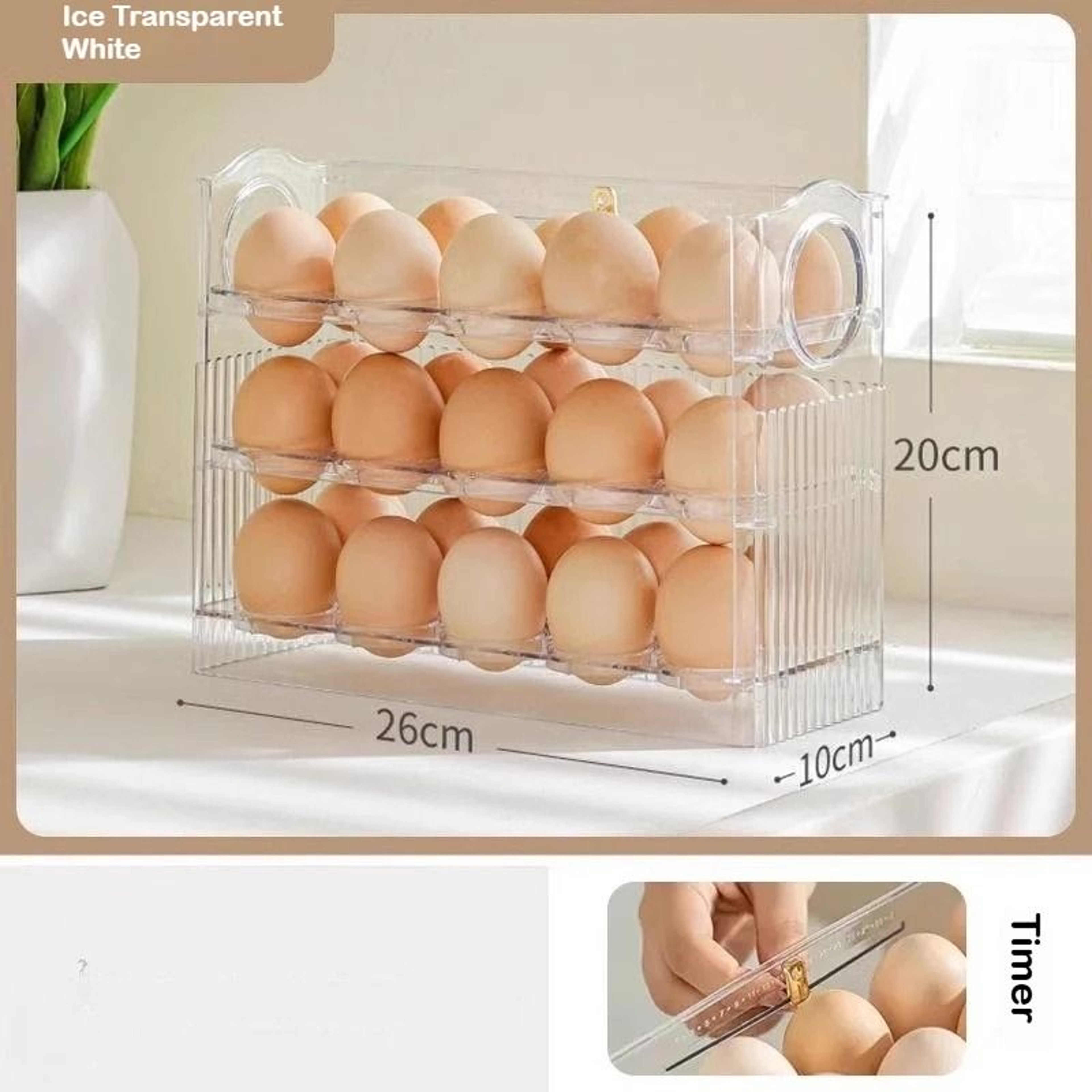 Automatic Rebound Refrigerator Egg Organizer For Side Door Storage 3