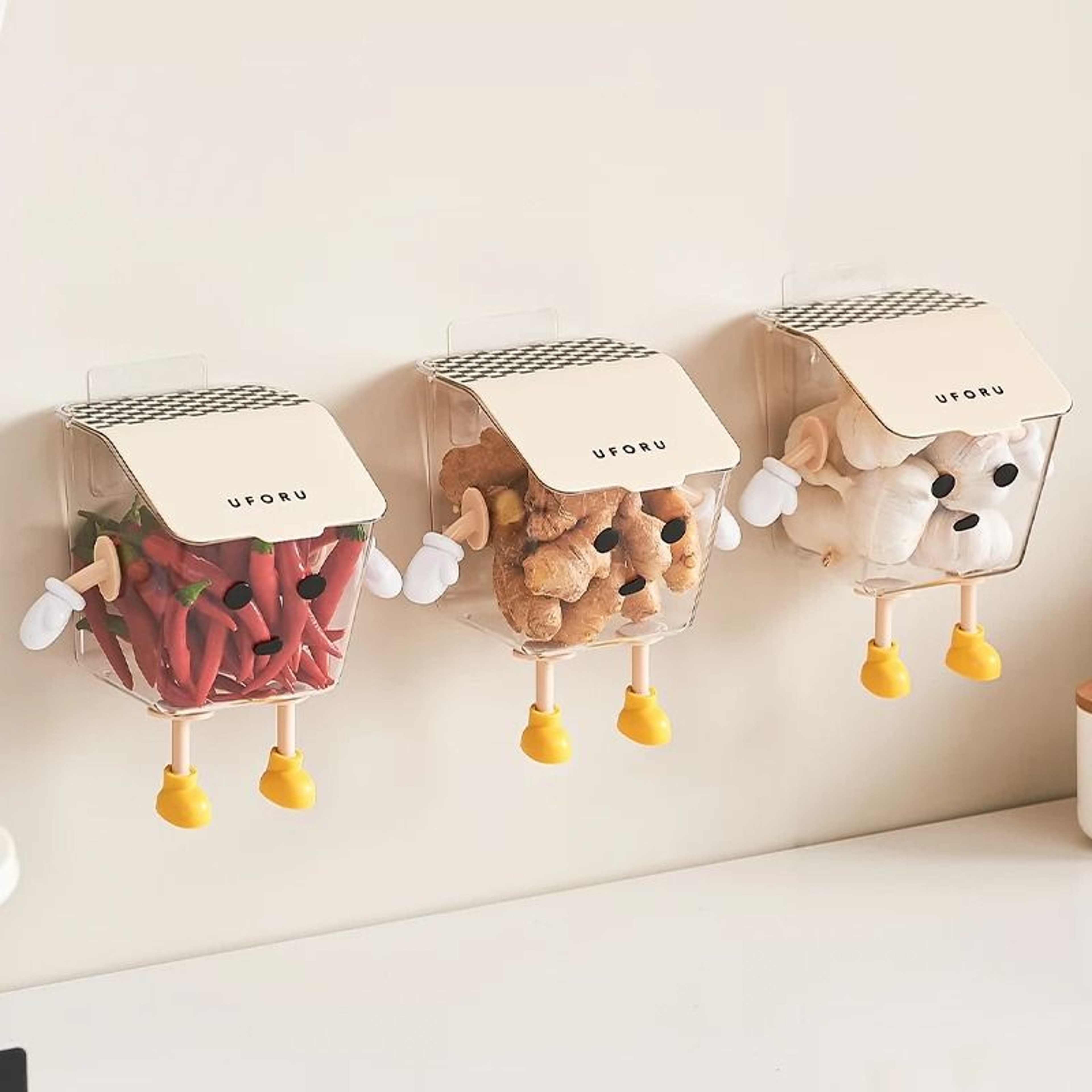 Wall Mounted Onion Garlic  Ginger Storage Basket With DustProof Lid 4