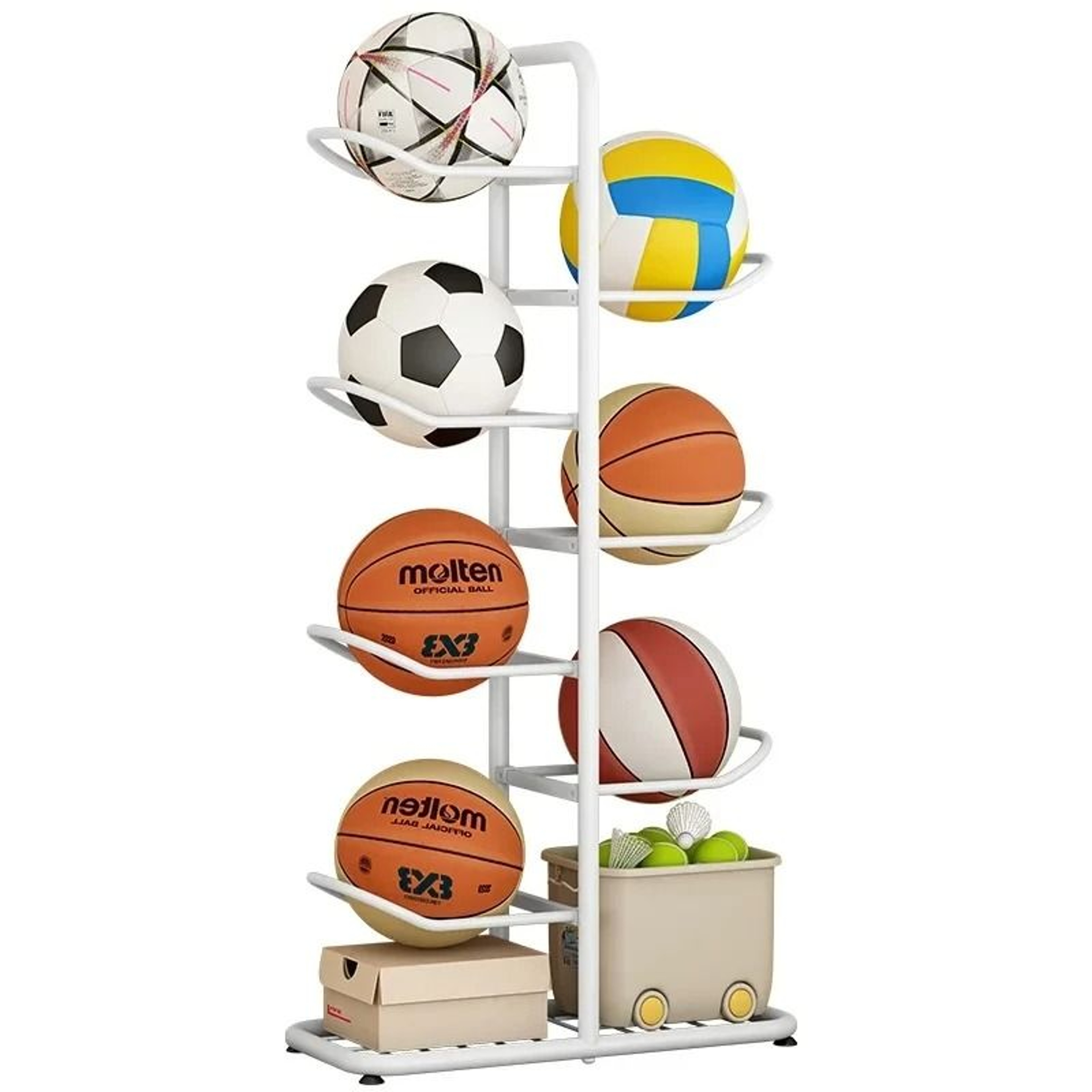 Multilayer Ball Storage Rack For Basketballs Sports Equipment  Kids Toys 5