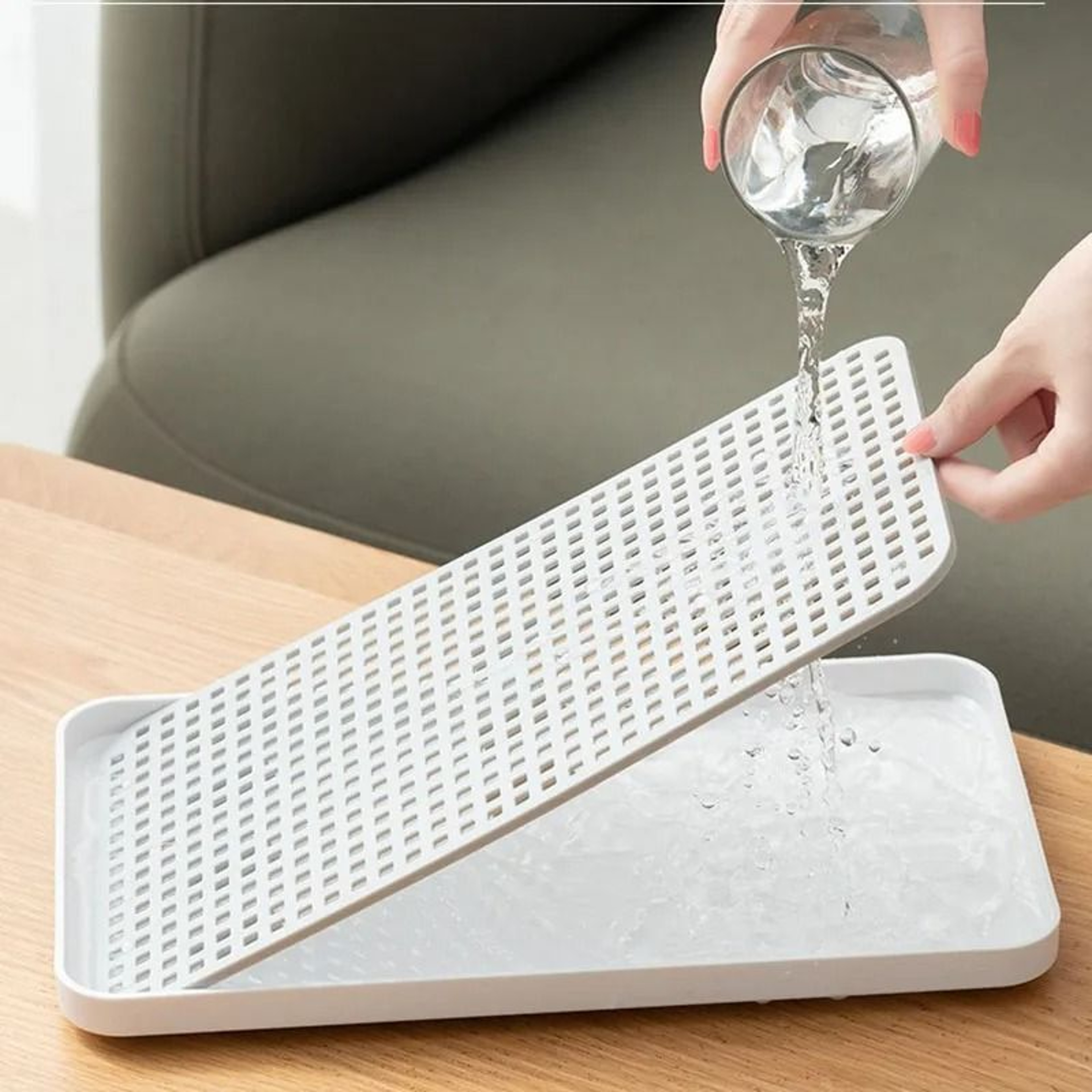 Double Layer Dish Draining Tray With Cutlery Holder For Bowls Tea Sets  Countertop Organization 2